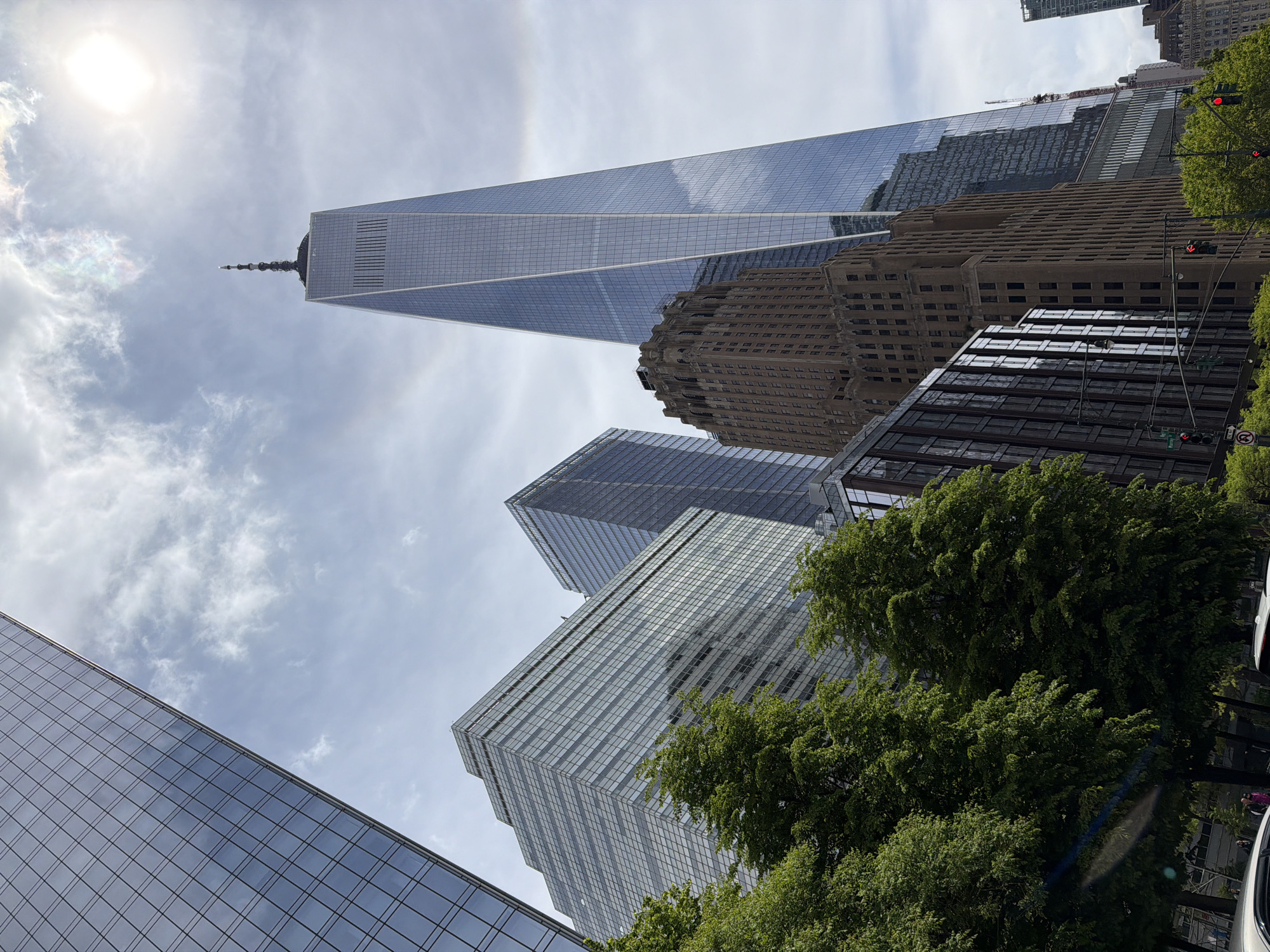 One World Trade Center photographed from street level in NYC