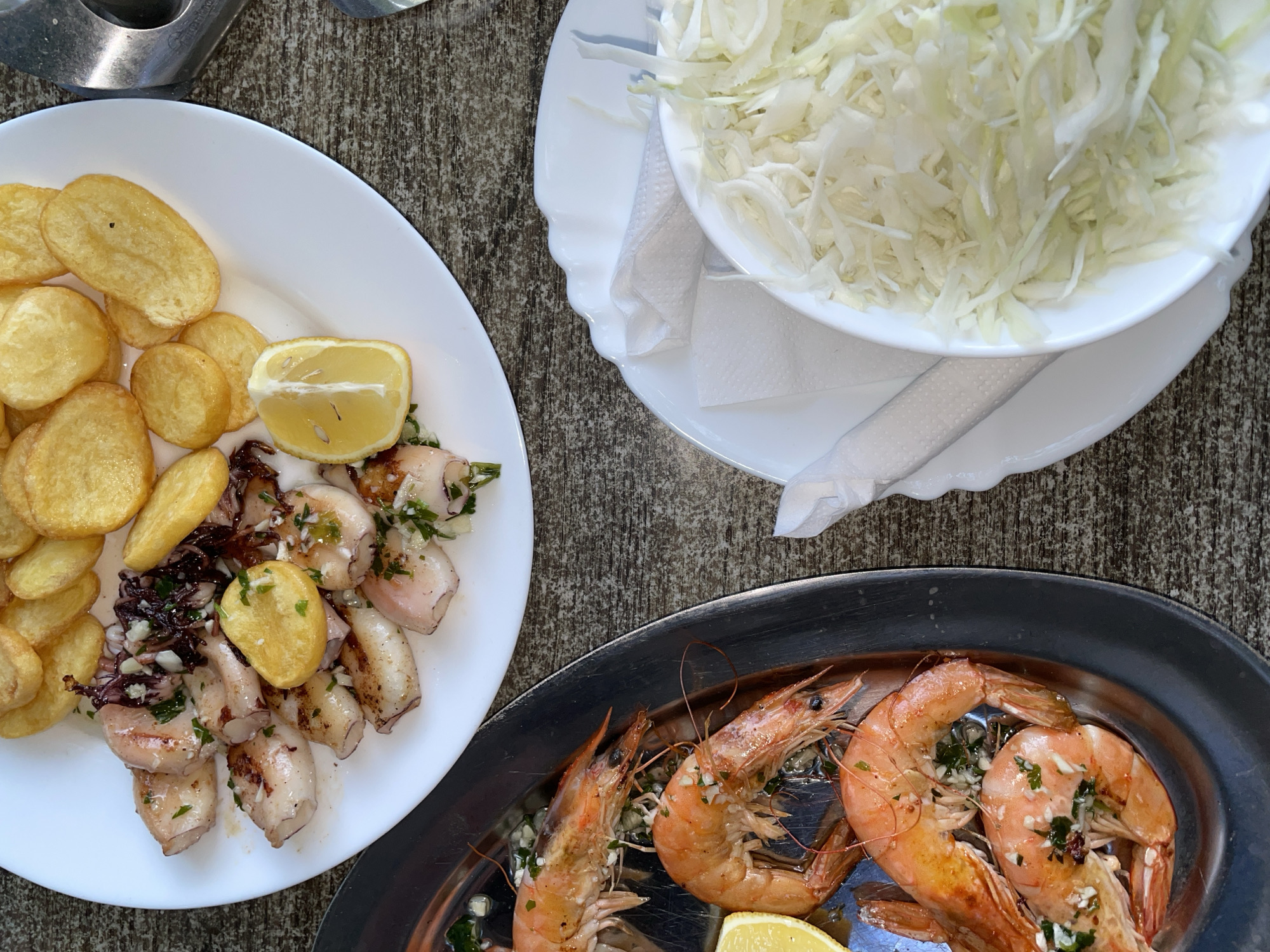 Seafood and steak meal documented in Kotor, Montenegro