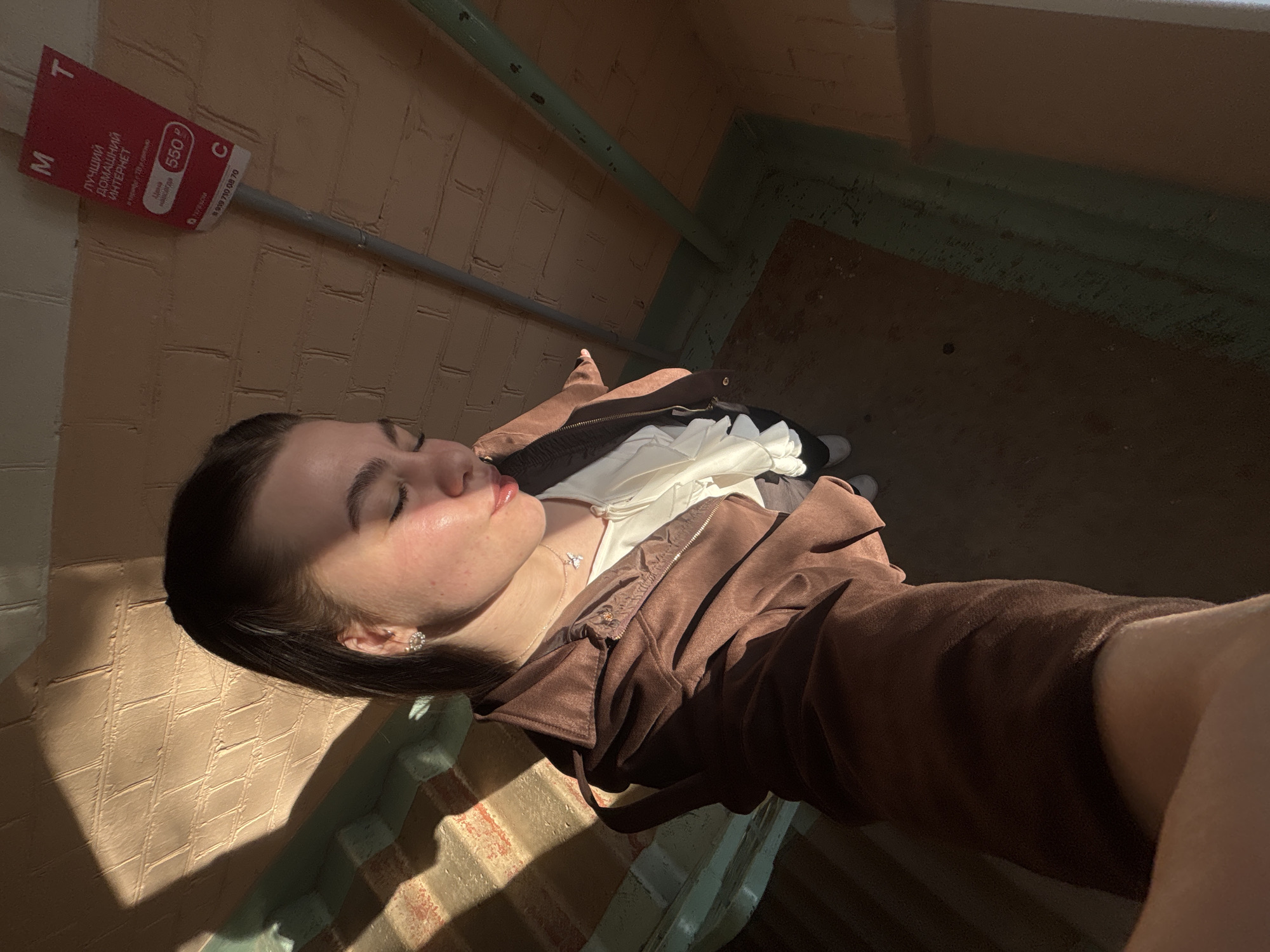 Woman takes late-night selfies in Perm, Russia