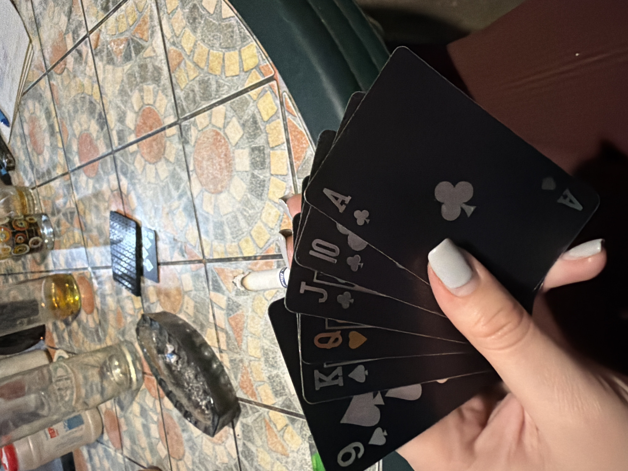 Card game observed in Bulgarian village evening