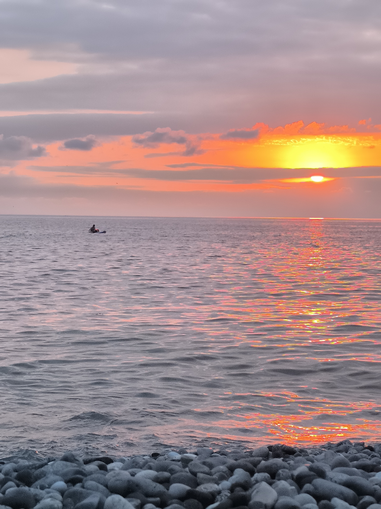 Black Sea sunset from Batumi's pebble beach