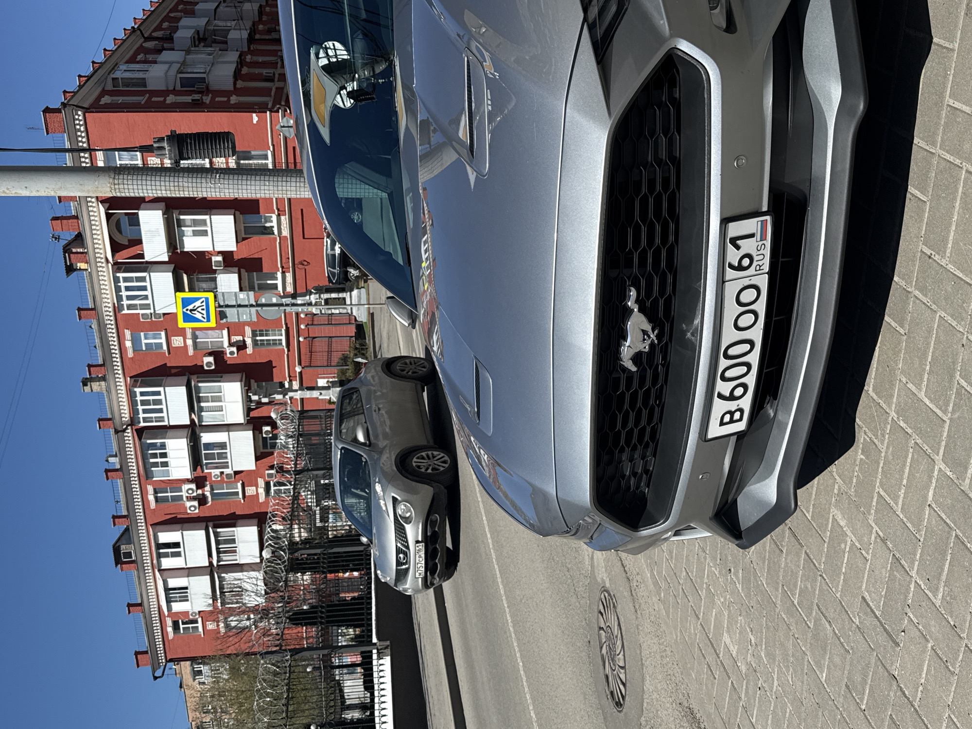 Silver Ford Mustang spotted parked in Rostov-on-Don street scene