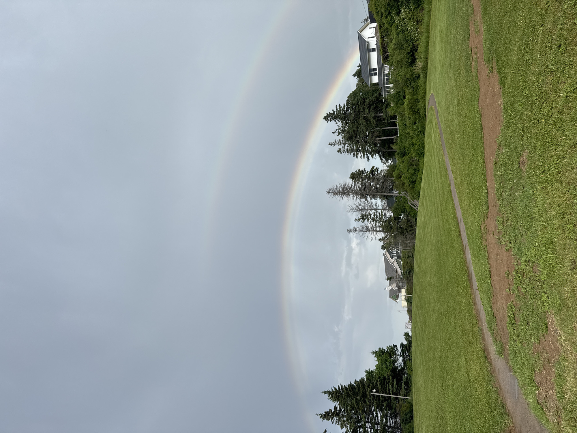 Double rainbow over a Shediac park on a gray afternoon