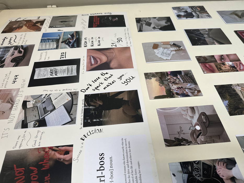 Vision board and windowsill scene documented in unknown interior location