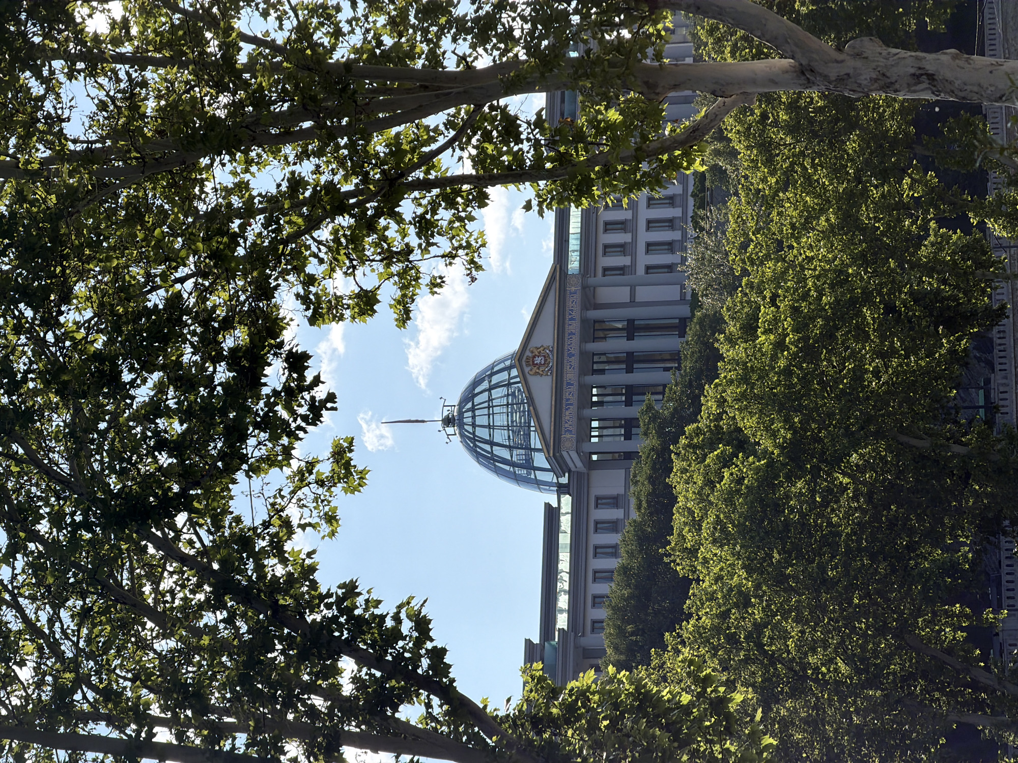Morning scenes captured in Tbilisi showing architecture and traffic