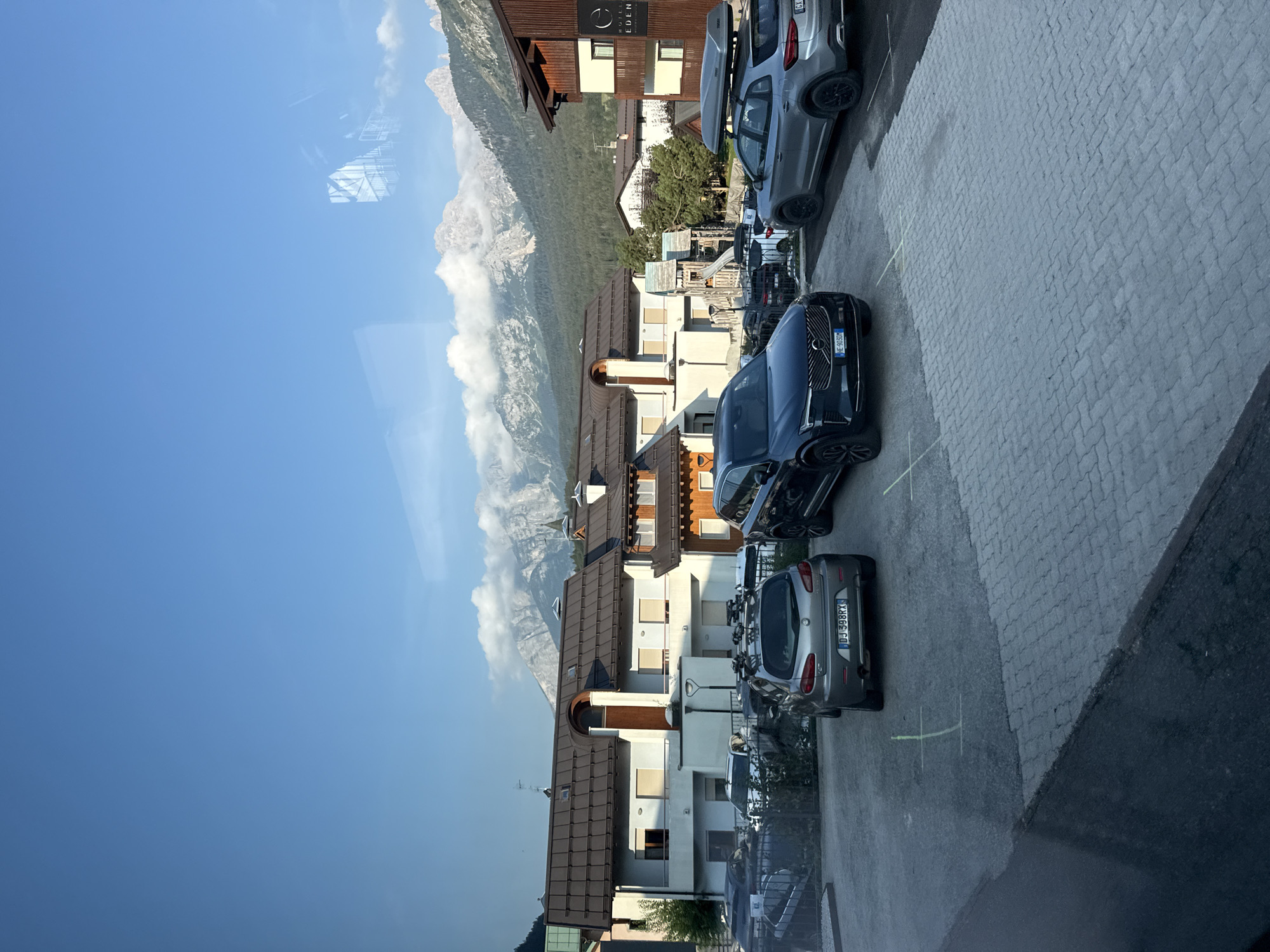 Street and mountain views from a stop in Andalo, Italy