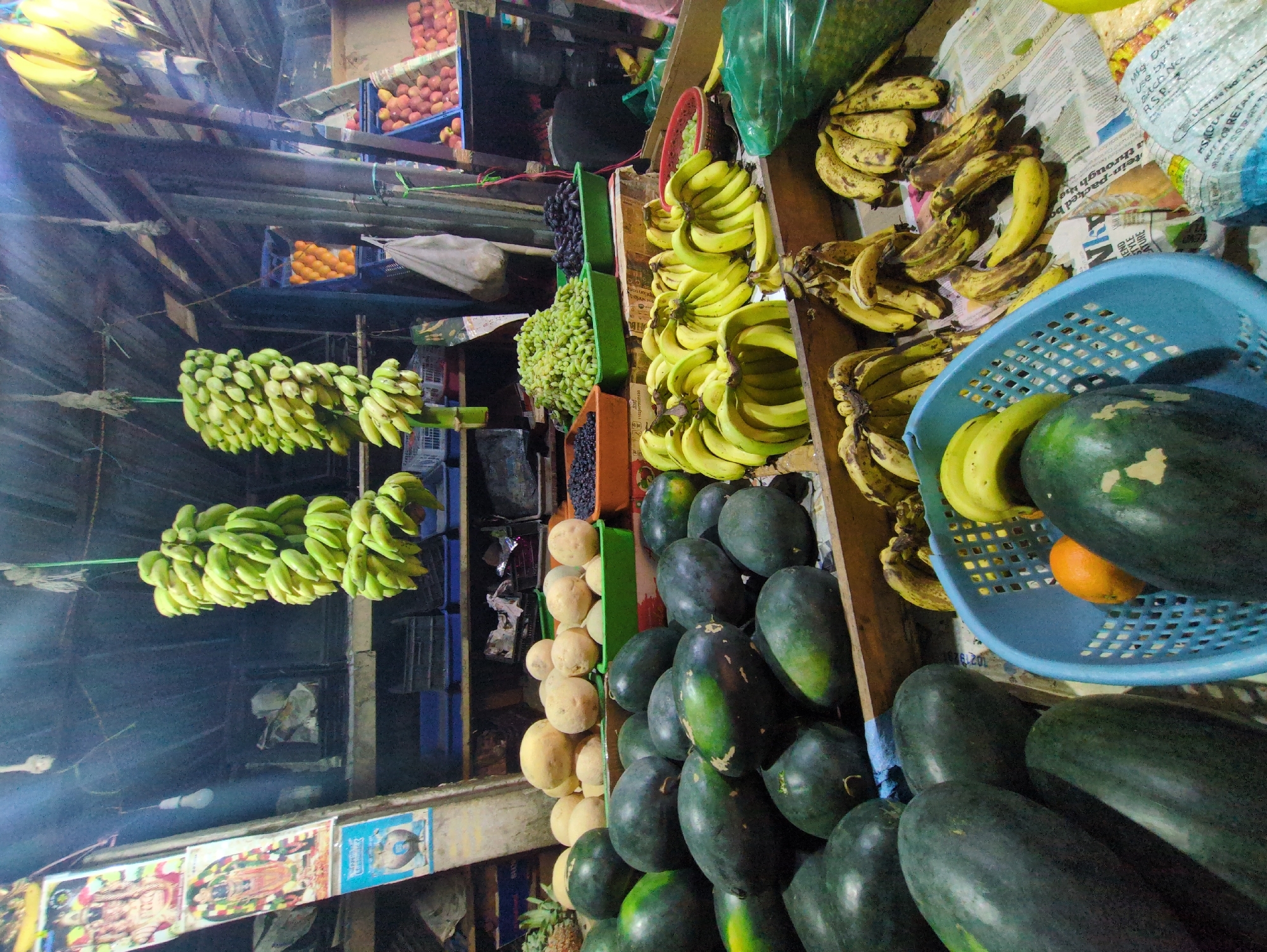 Street scenes captured in Bengaluru show fruit markets, vehicles