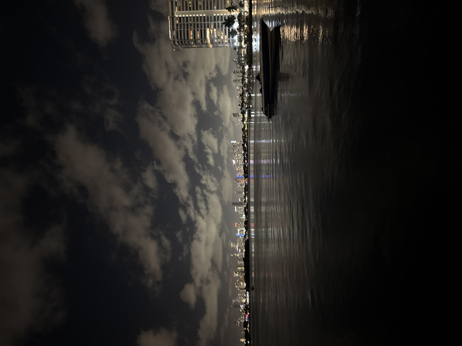 Miami skyline photographed from Miami Beach at night