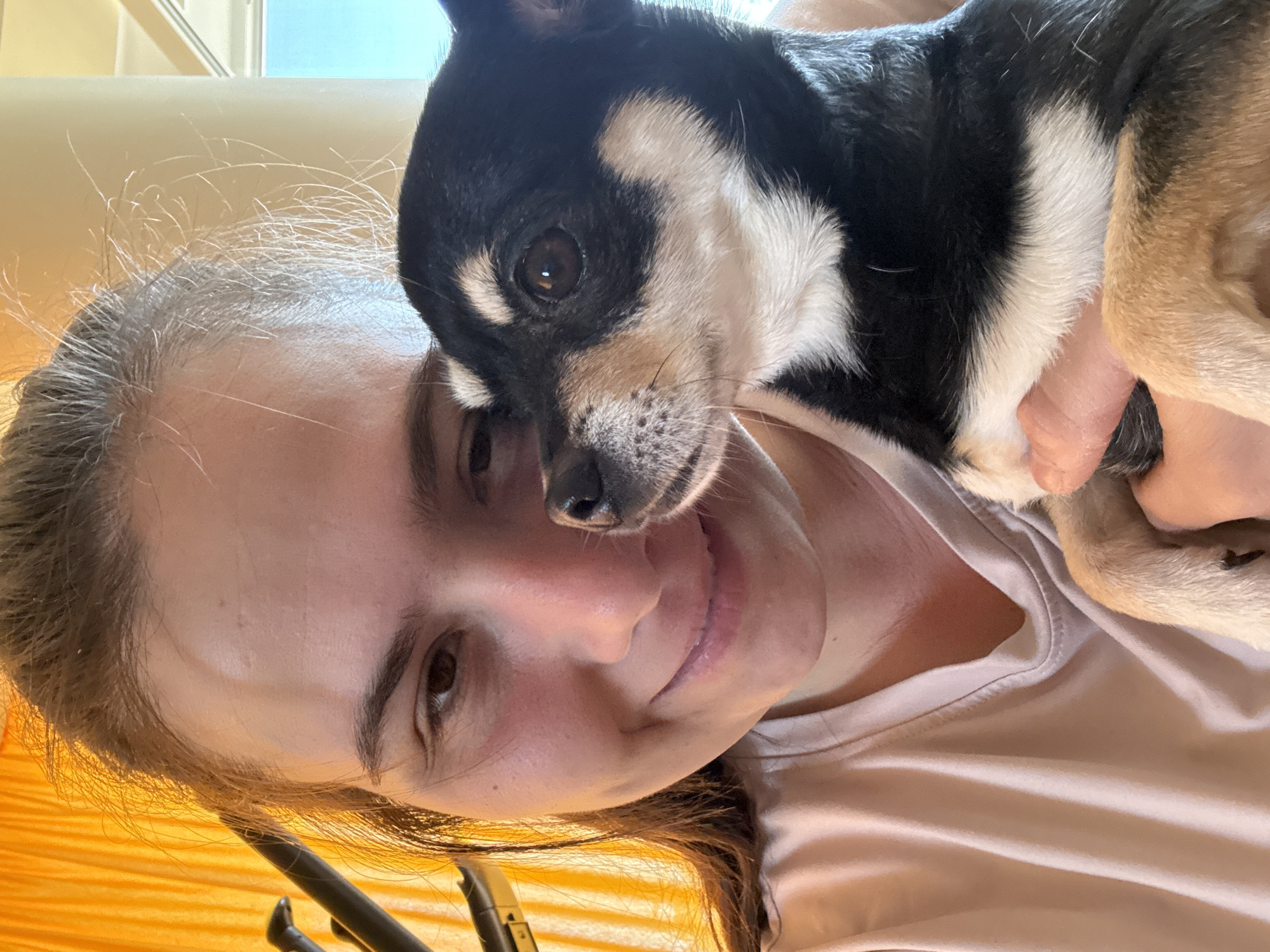 Morning moment with dog, positive message shared in Sofia