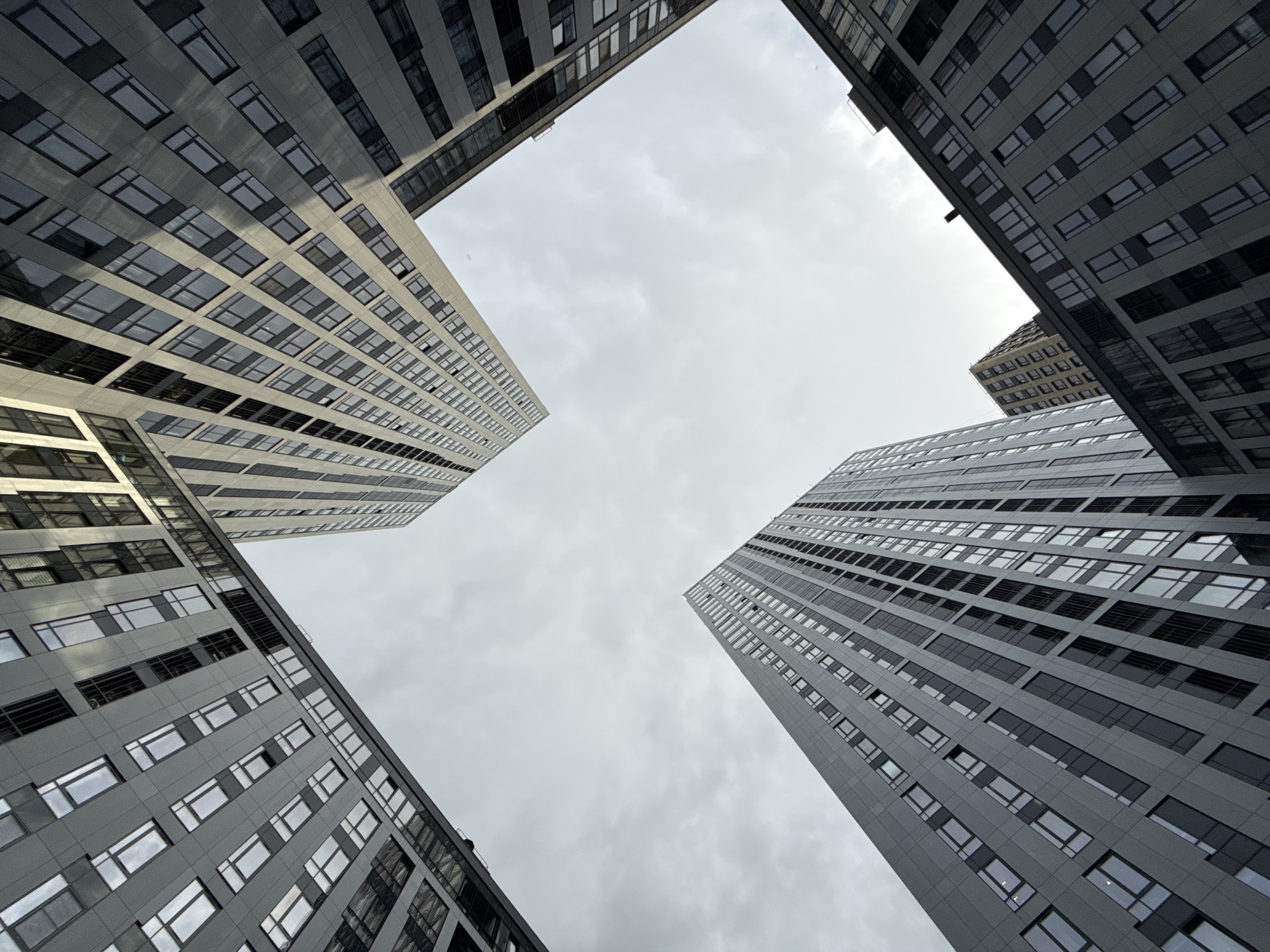 Moscow urban architecture documented under overcast skies Wednesday afternoon