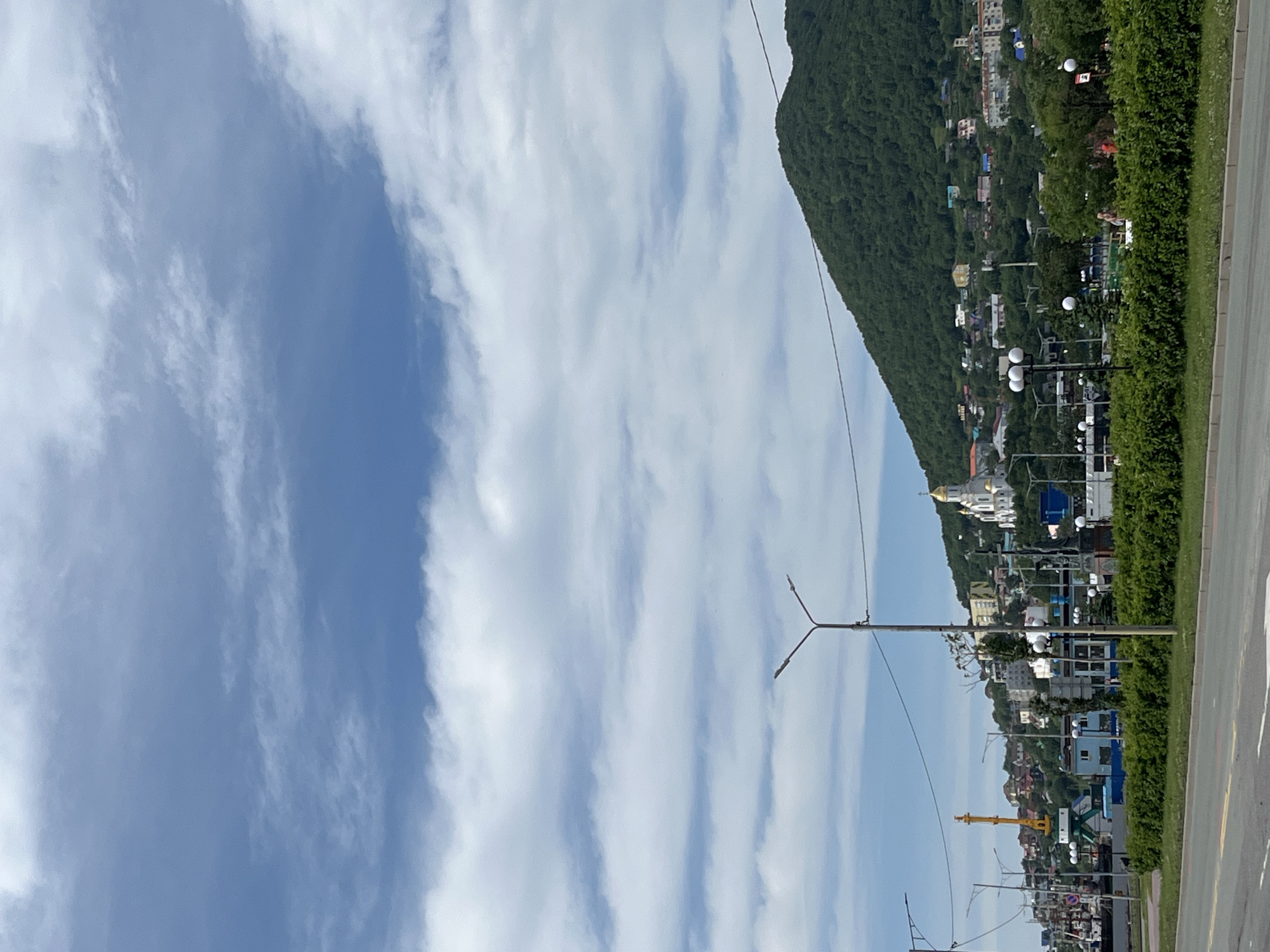 Street flowers and golden domes in Petropavlovsk-Kamchatsky