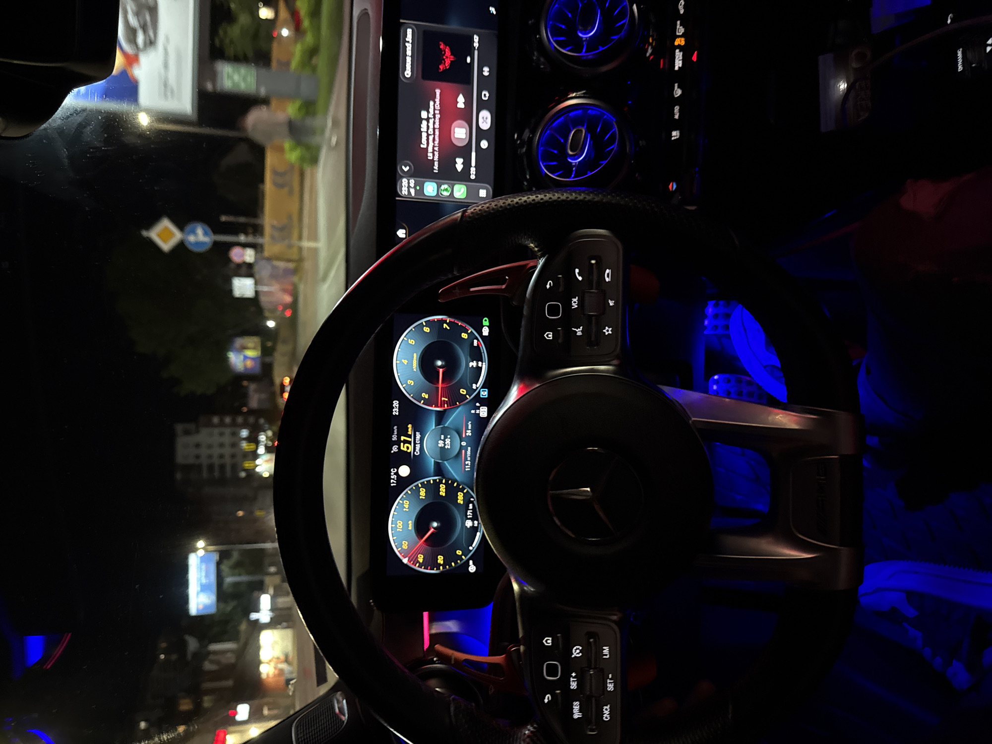 Night driving view captured in Mercedes-AMG in Sofia