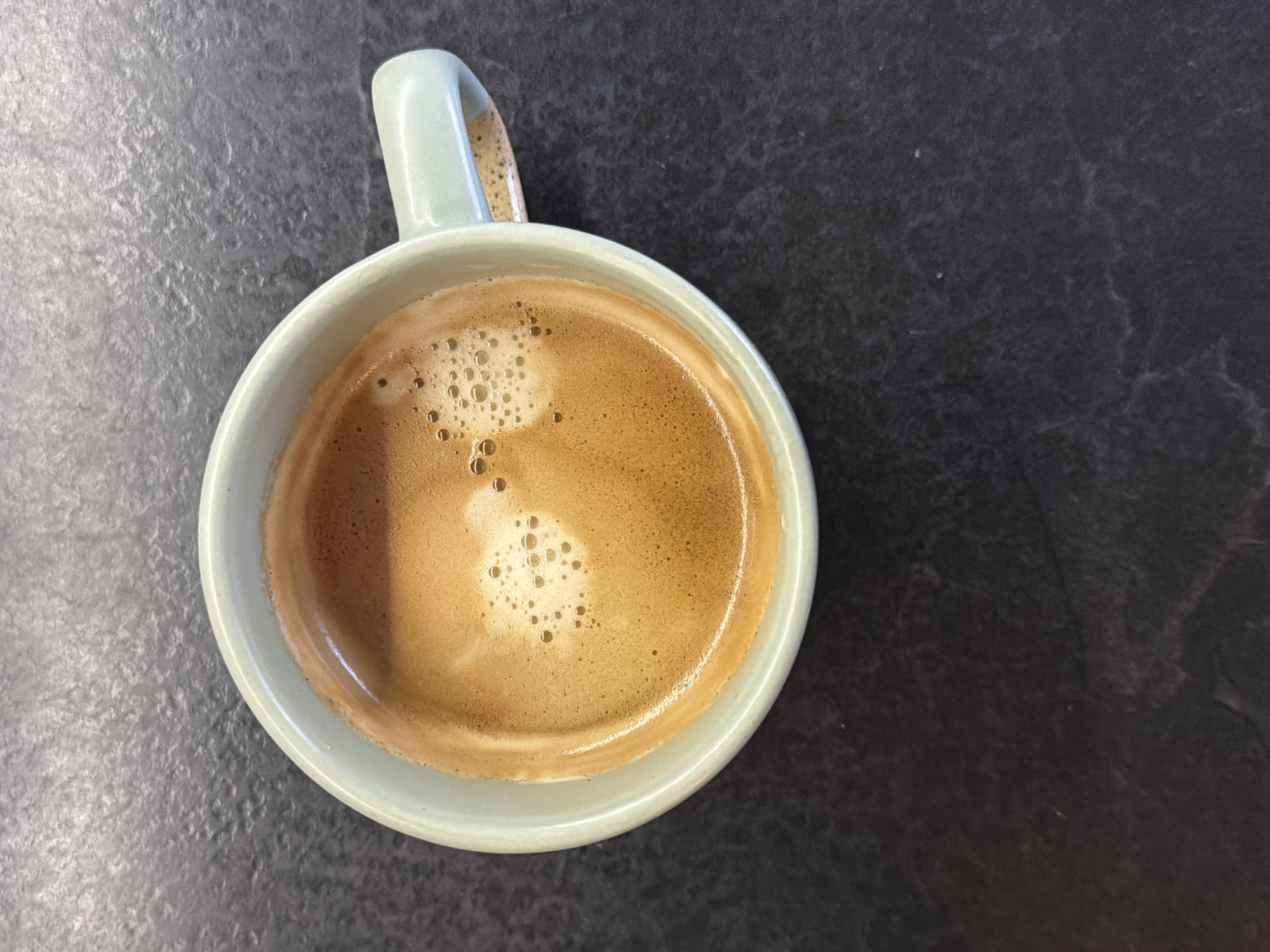 Coffee cup photographed from above in Pleven, Bulgaria