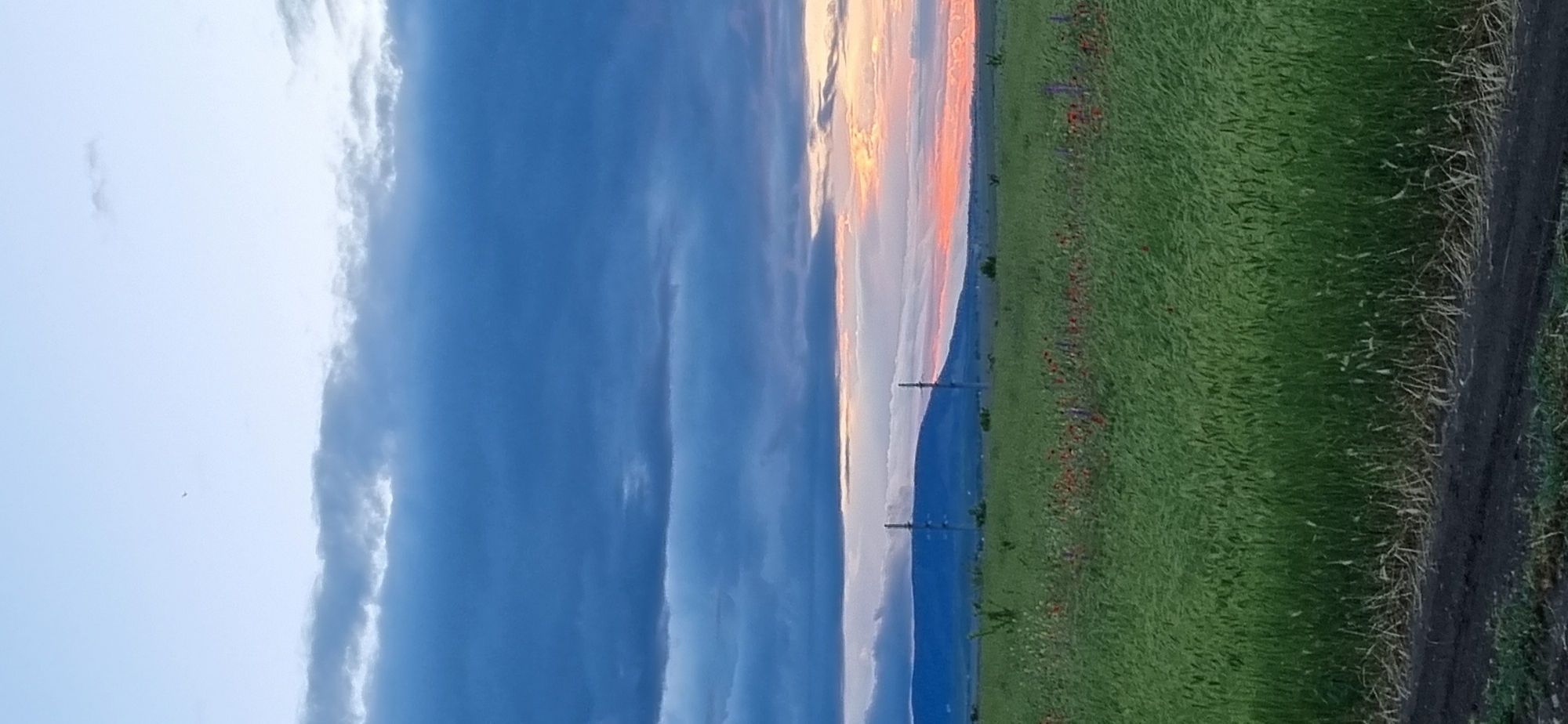 Sunset documented over rural Blizhnee, Ukraine countryside