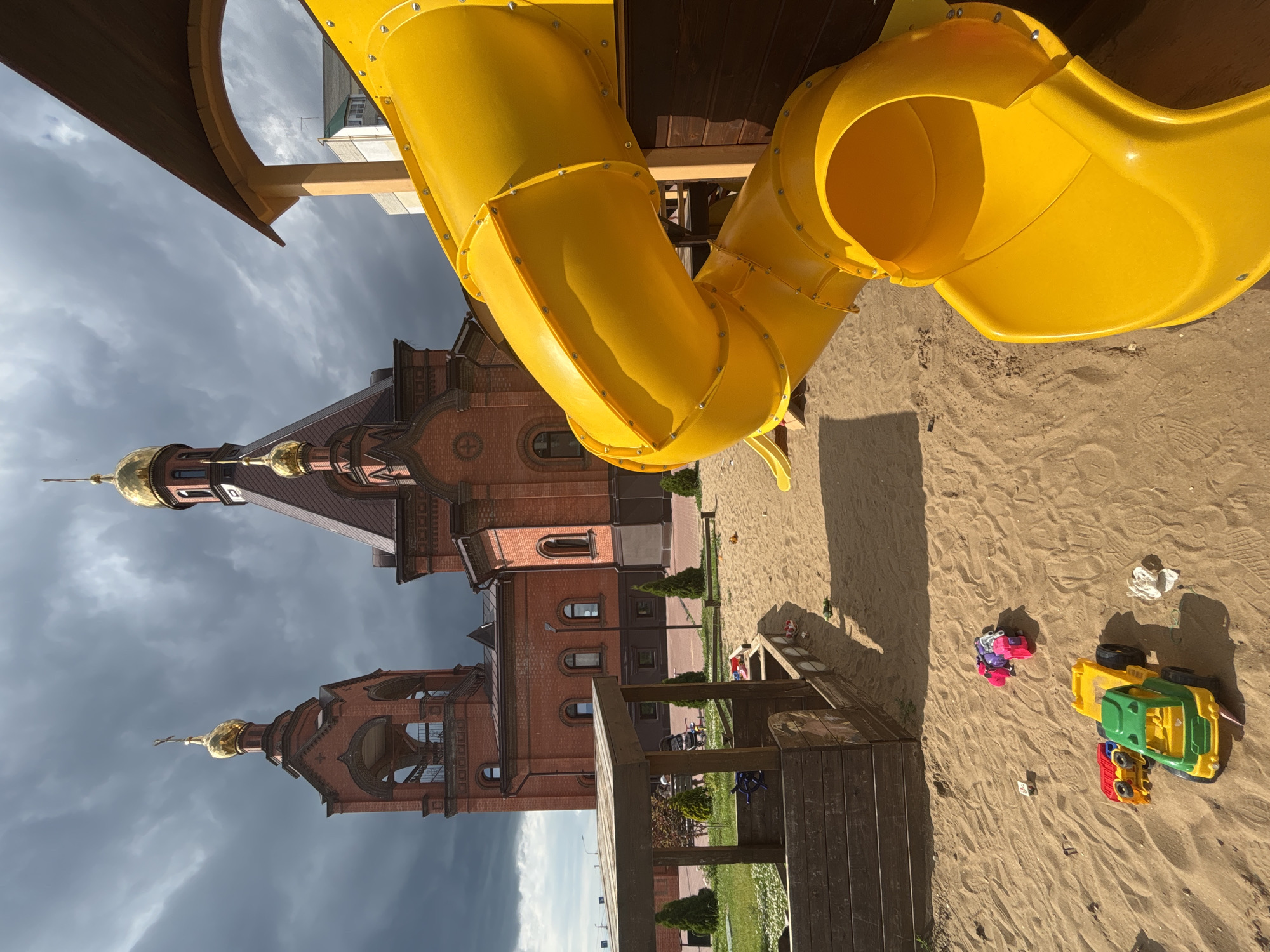Afternoon at a church playground in Saratov, Russia