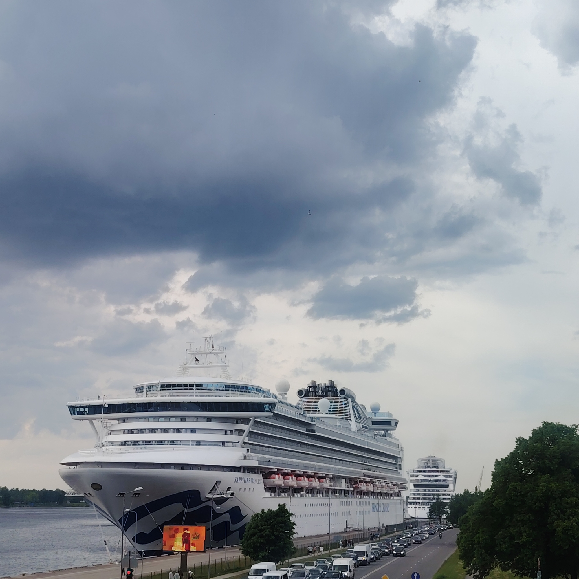 Sapphire Princess cruise ship docks in Riga Latvia