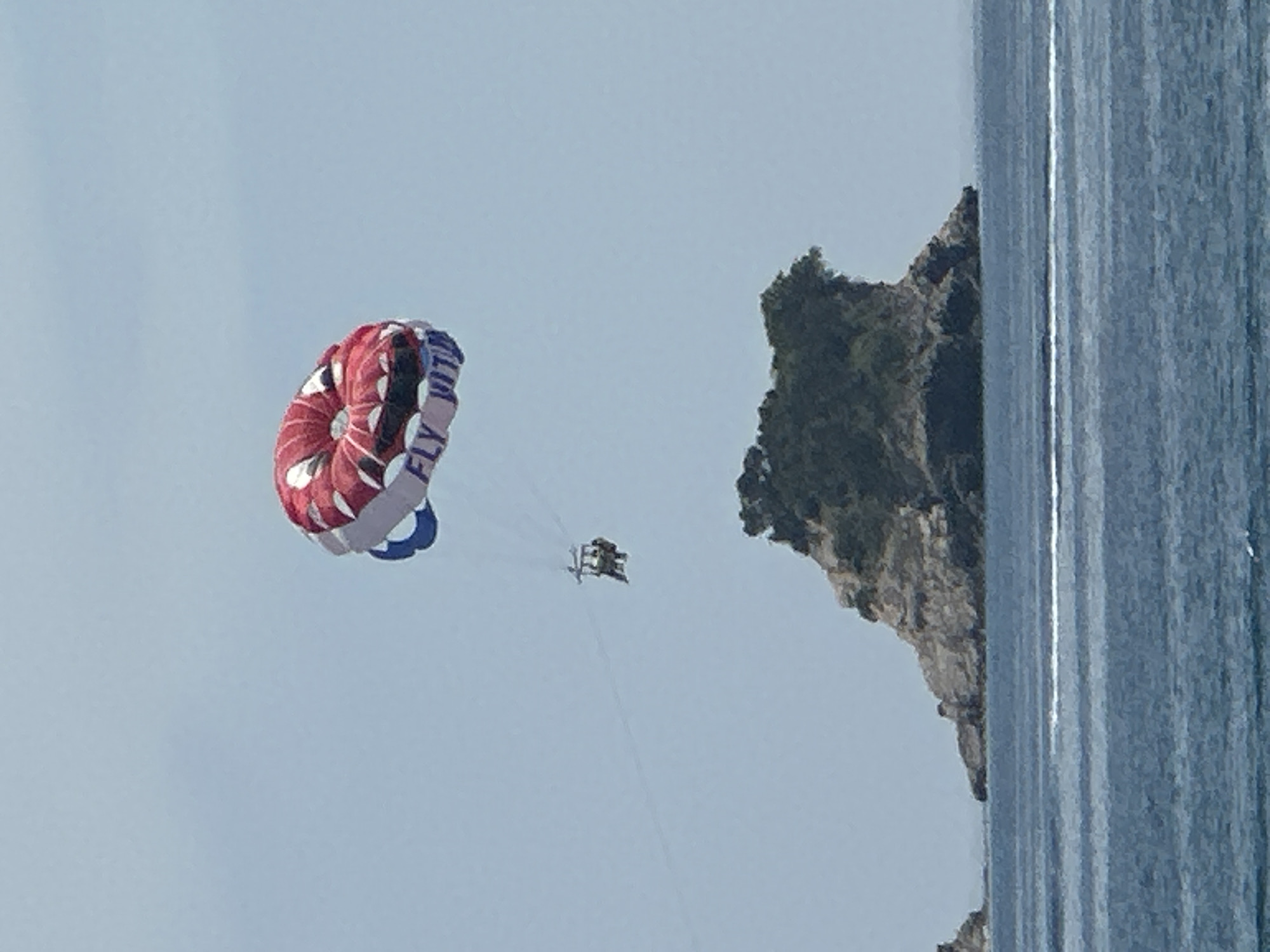 Parasailing activity observed off Budva coast during clear afternoon