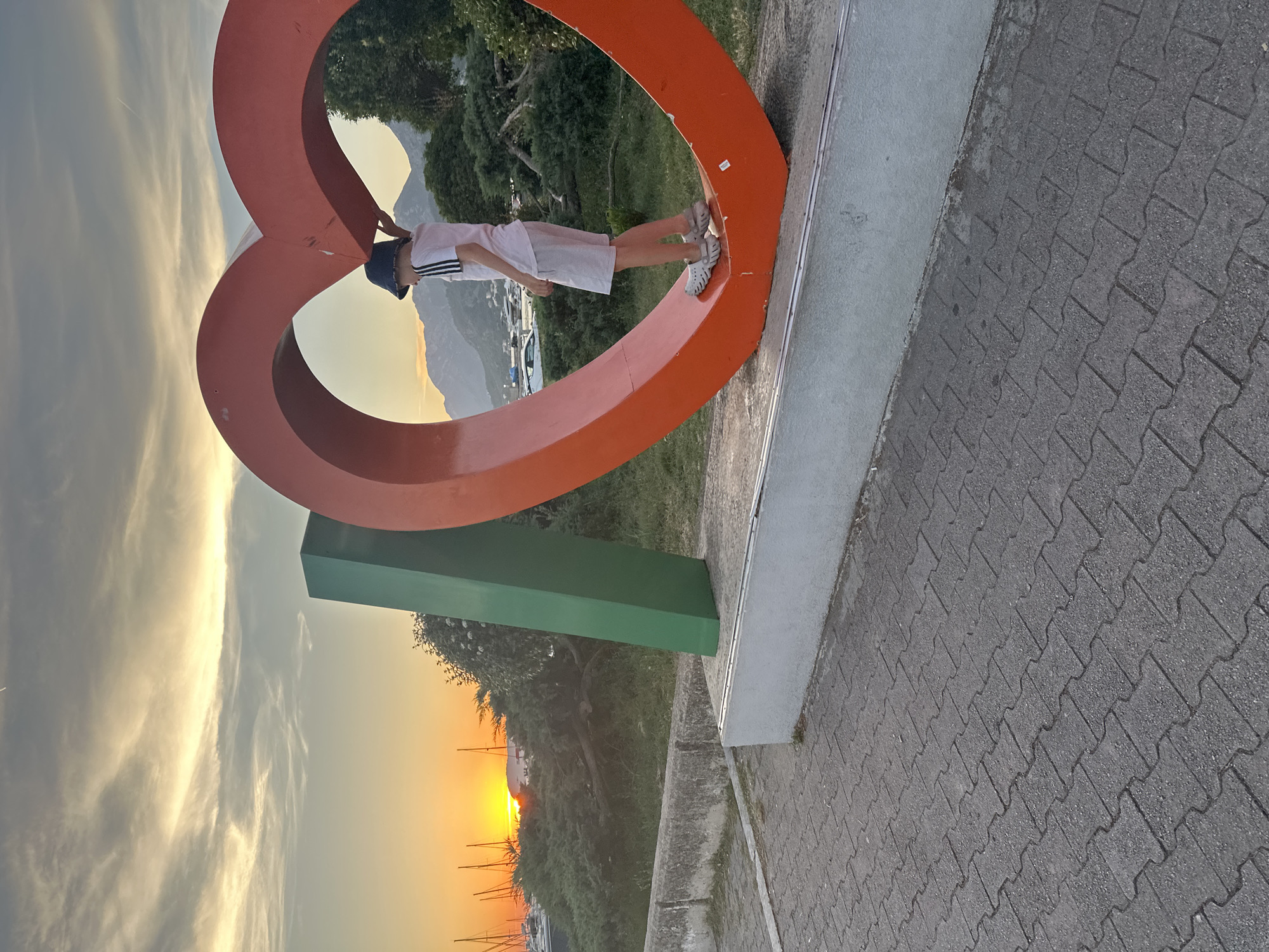 A summer day in Bar, Montenegro, beach to harbor at sunset