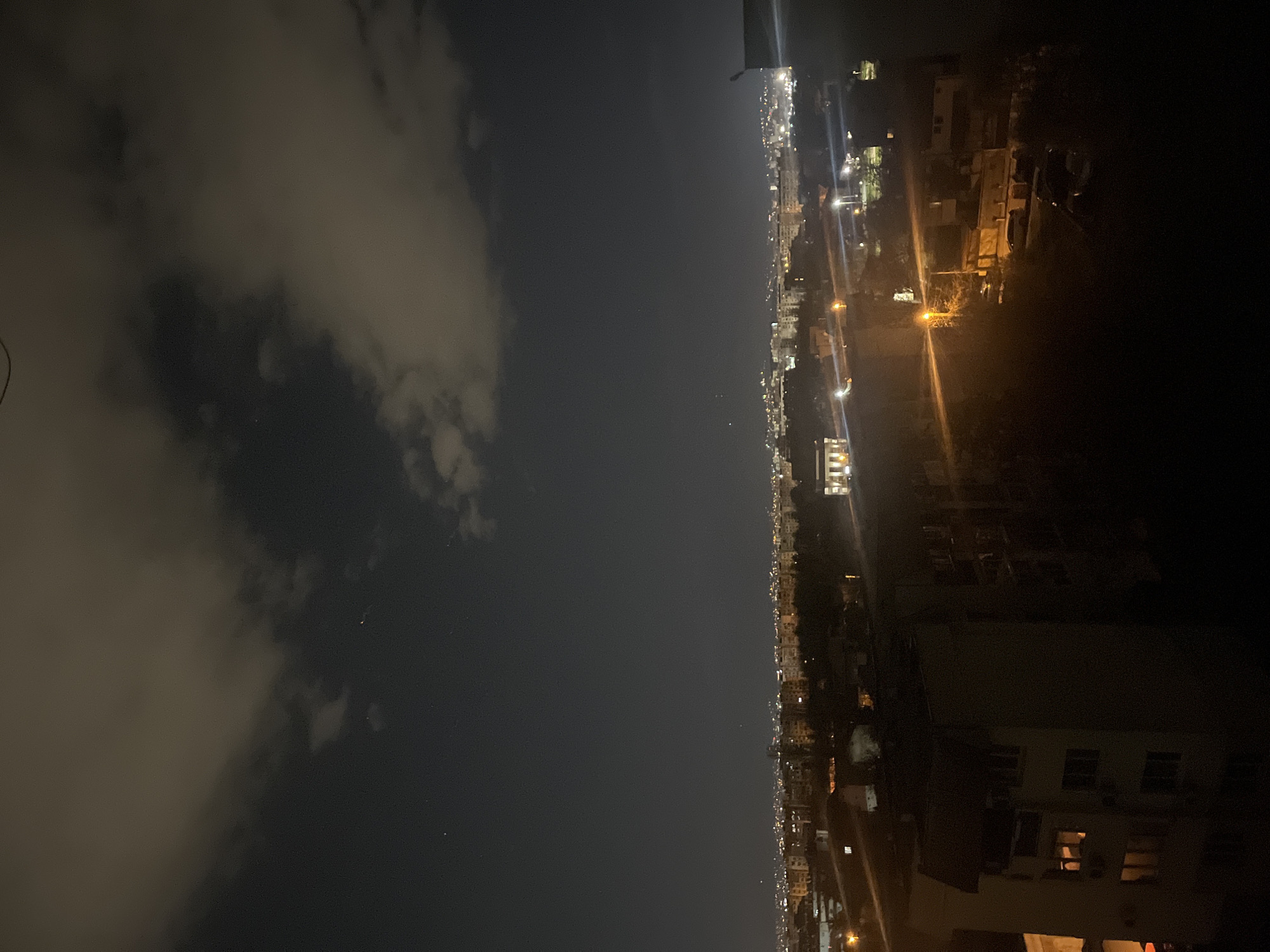 Nighttime cityscape observed from elevated position in Sofia