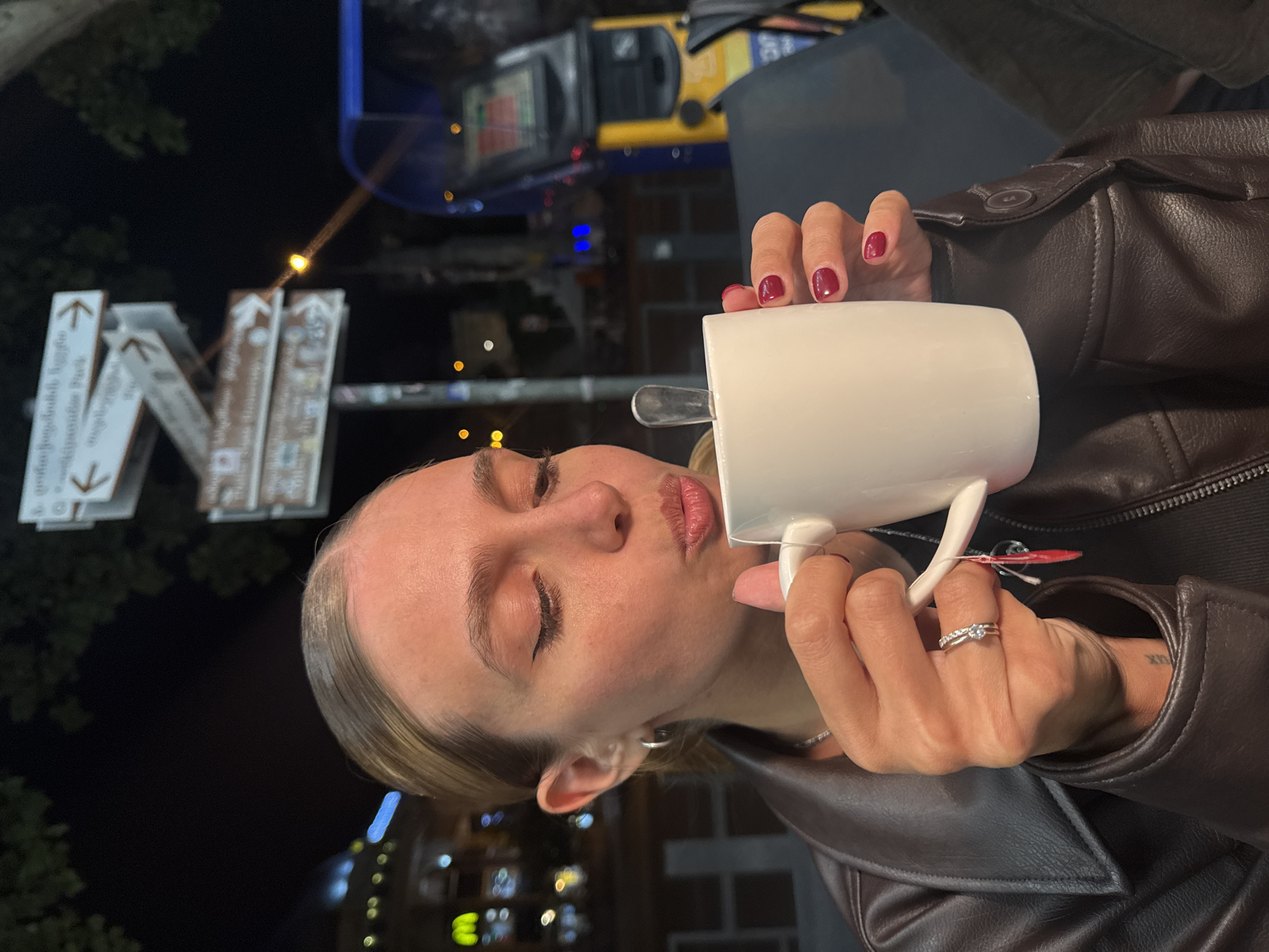 Late-night café moment on a Tbilisi street