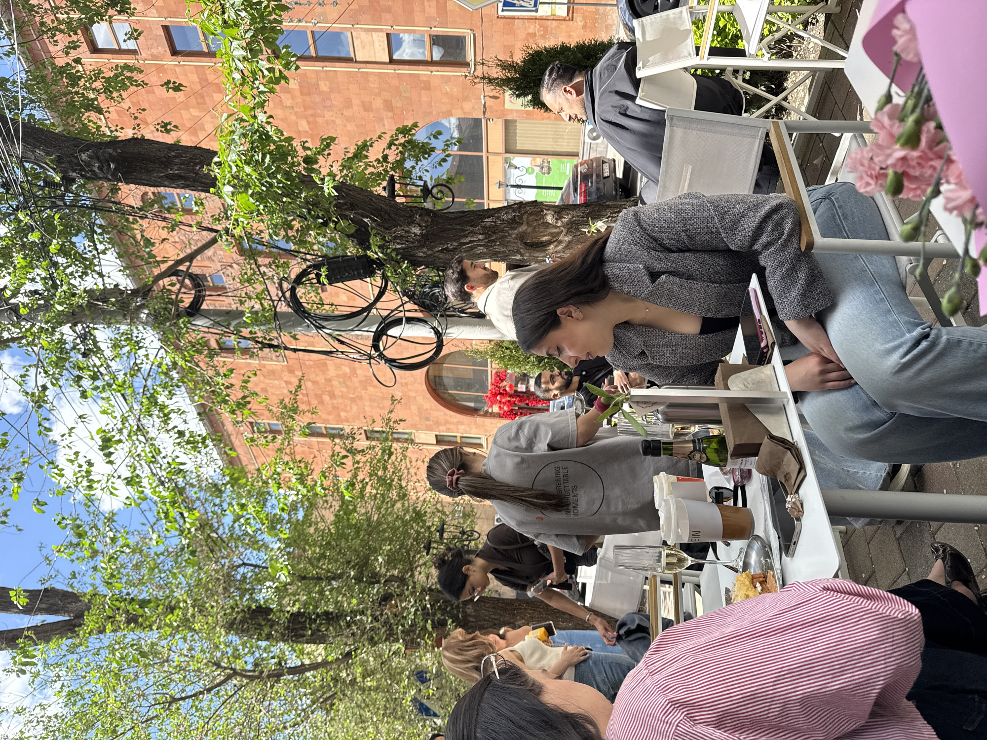 Morning cafe life documented across Yerevan restaurant district
