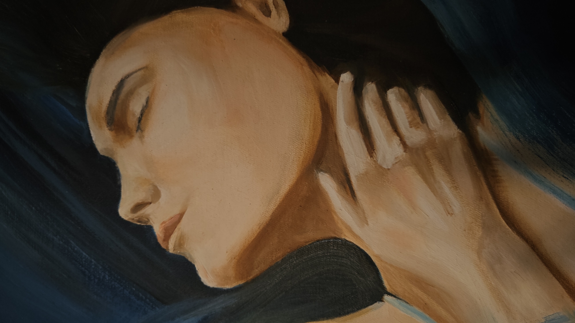 Portrait painting observed in Kadıköy shows person in profile