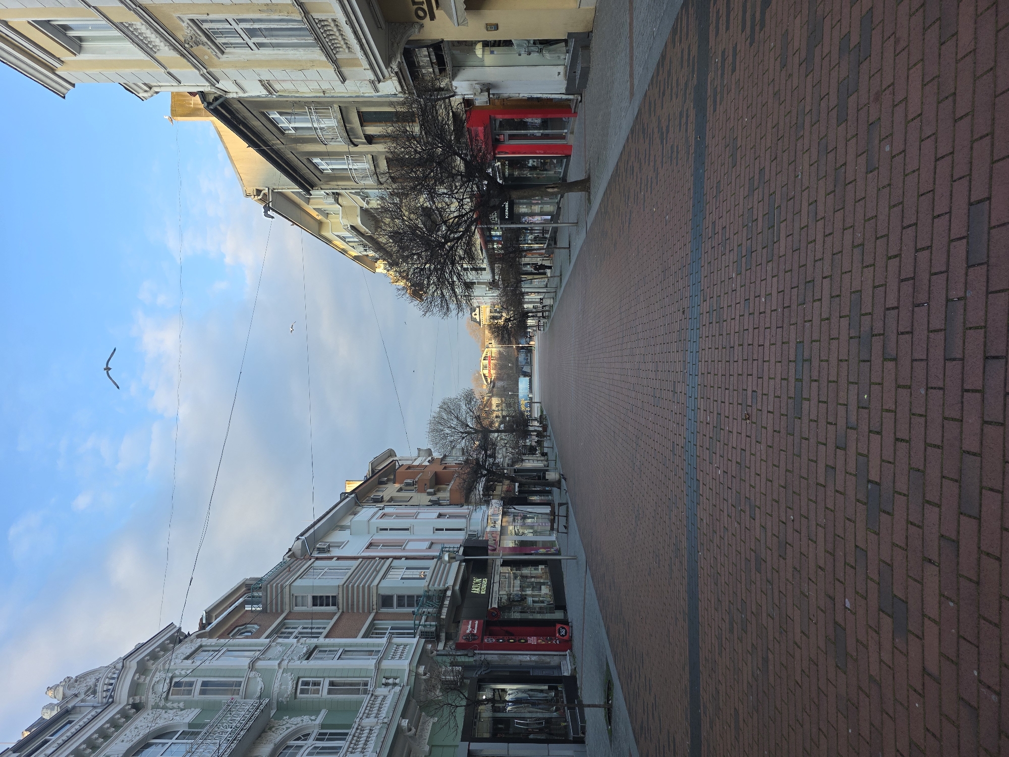 Early morning view of commercial pedestrian street in Varna