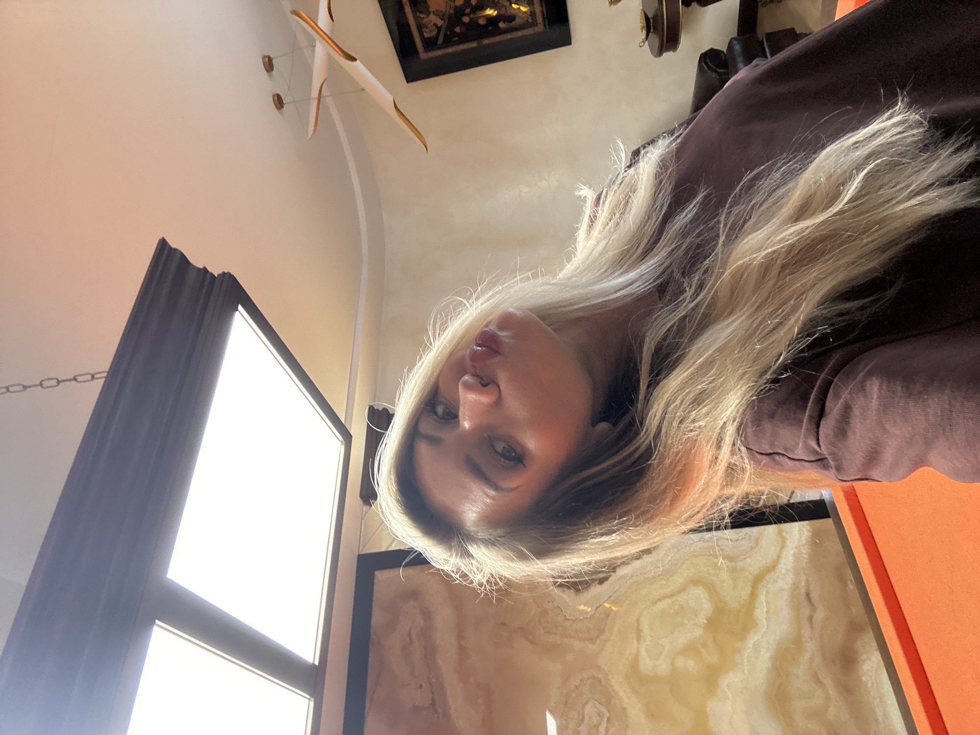 Woman takes selfies at home with pets in Armavir