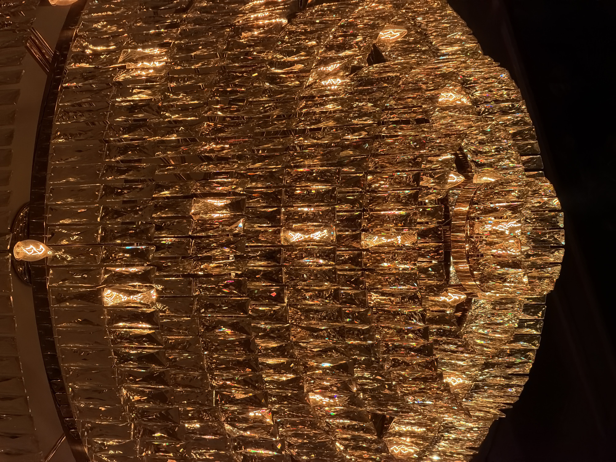 Ornate chandelier observed in luxury Moscow lounge interior