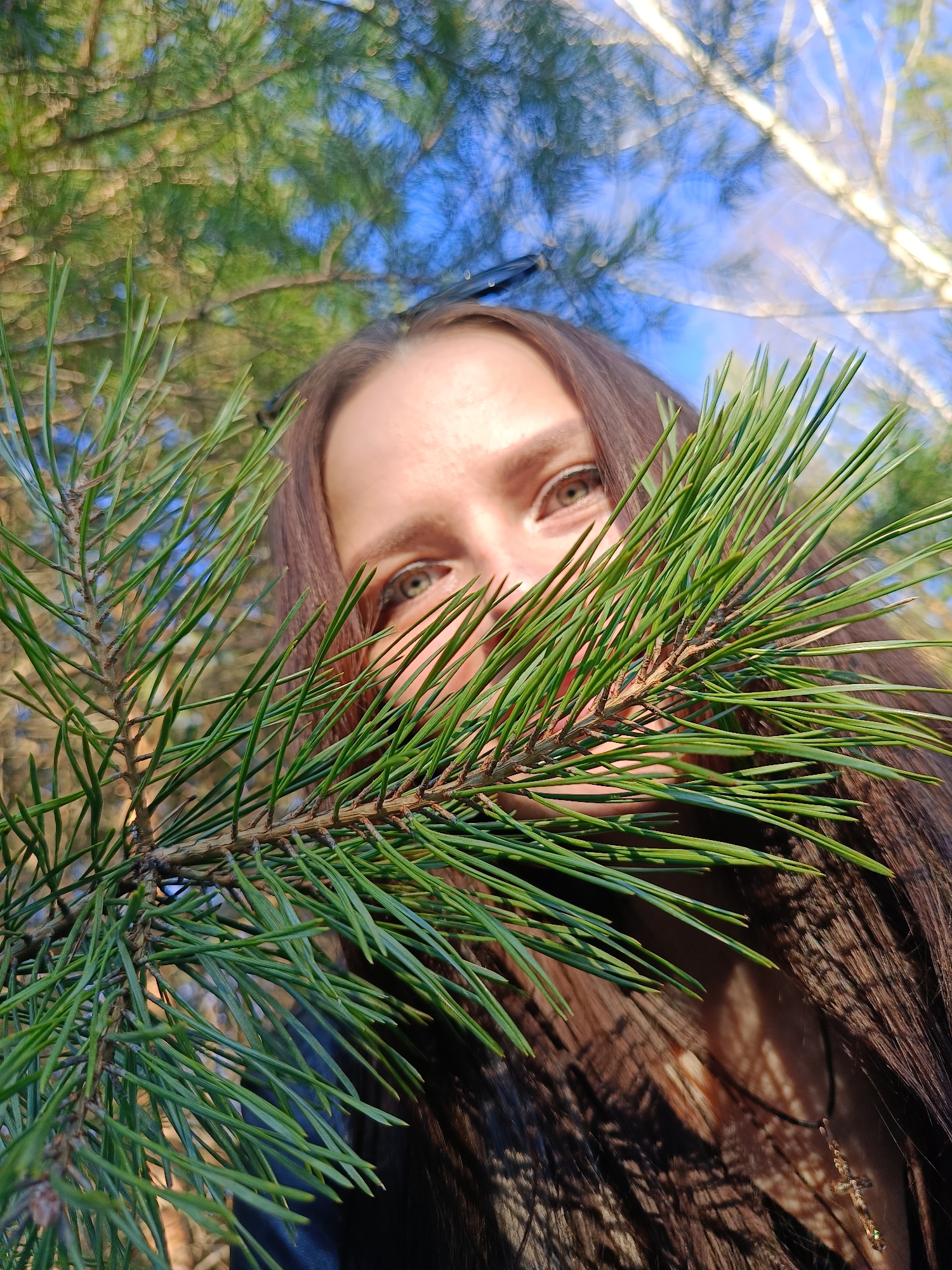 Woman and baby photographed in Chaikovsky forest during afternoon outing
