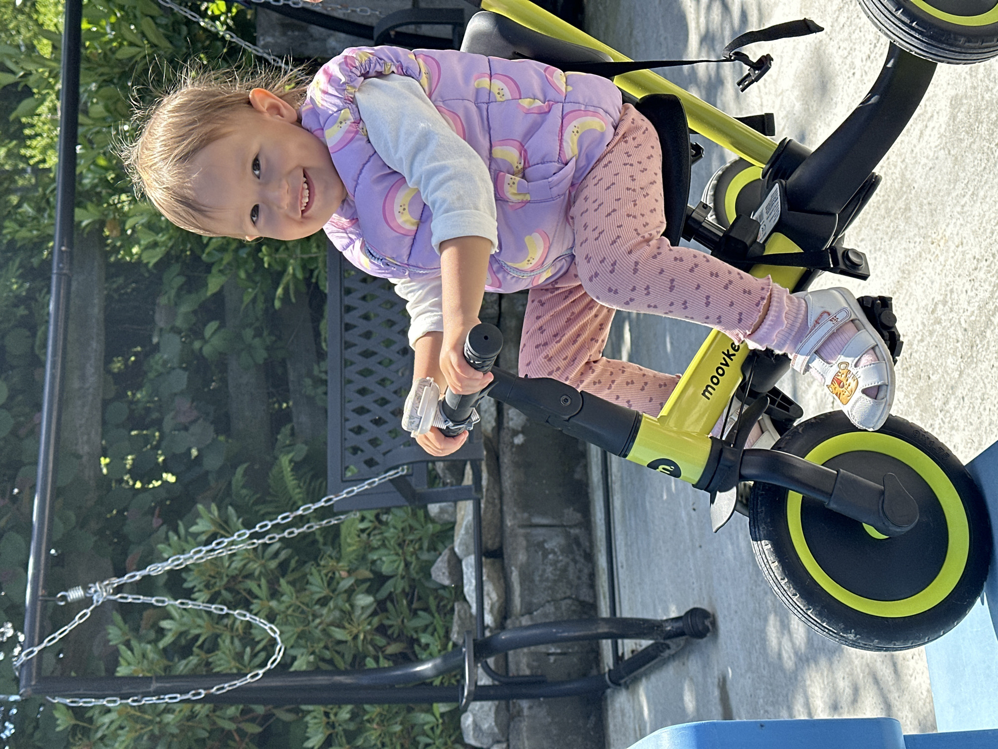 Lazy summer morning in a Wisła backyard with tea and tricycles