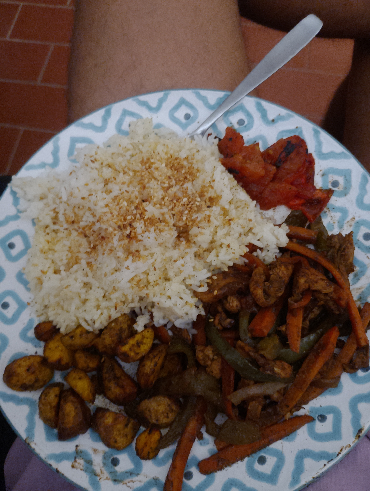 Meal of rice and peppers documented in Pampatar