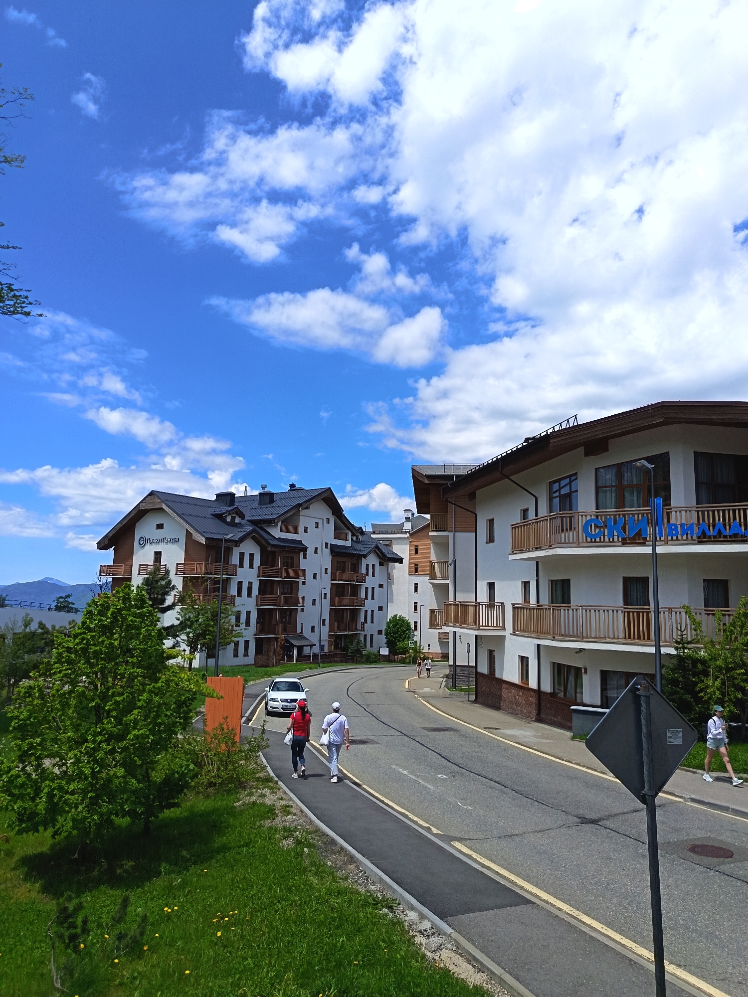 Morning mountain resort scenes documented in Estosadok, Russia