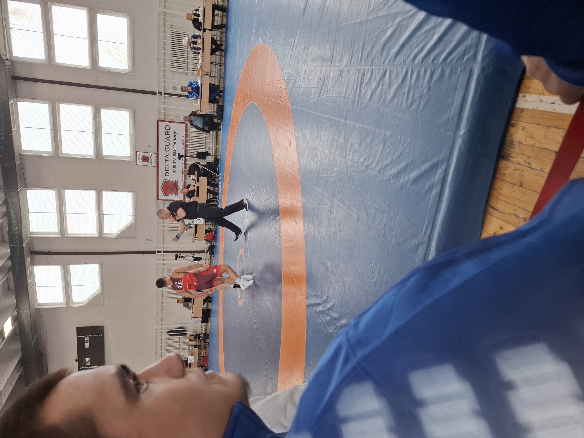 Wrestling match held in Vratsa, Bulgaria with spectators