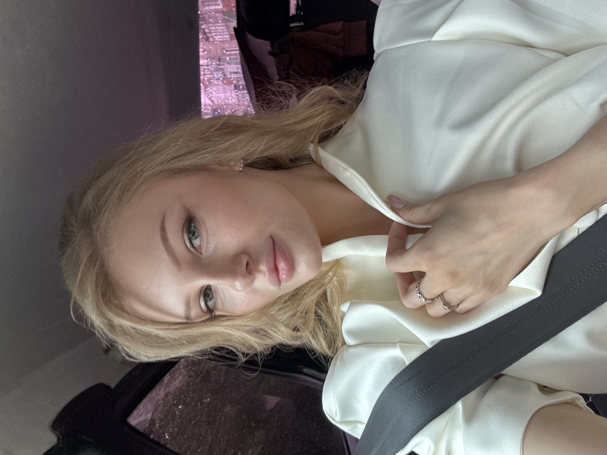 Quick selfie moment inside a car in Perm, Russia