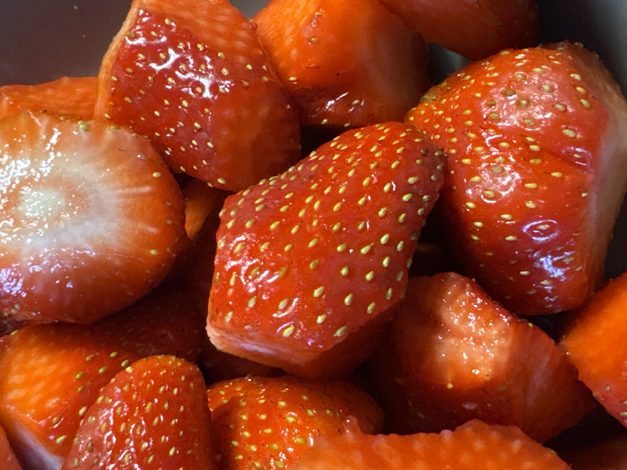 Fresh strawberries and pink drink photographed in Saint Petersburg