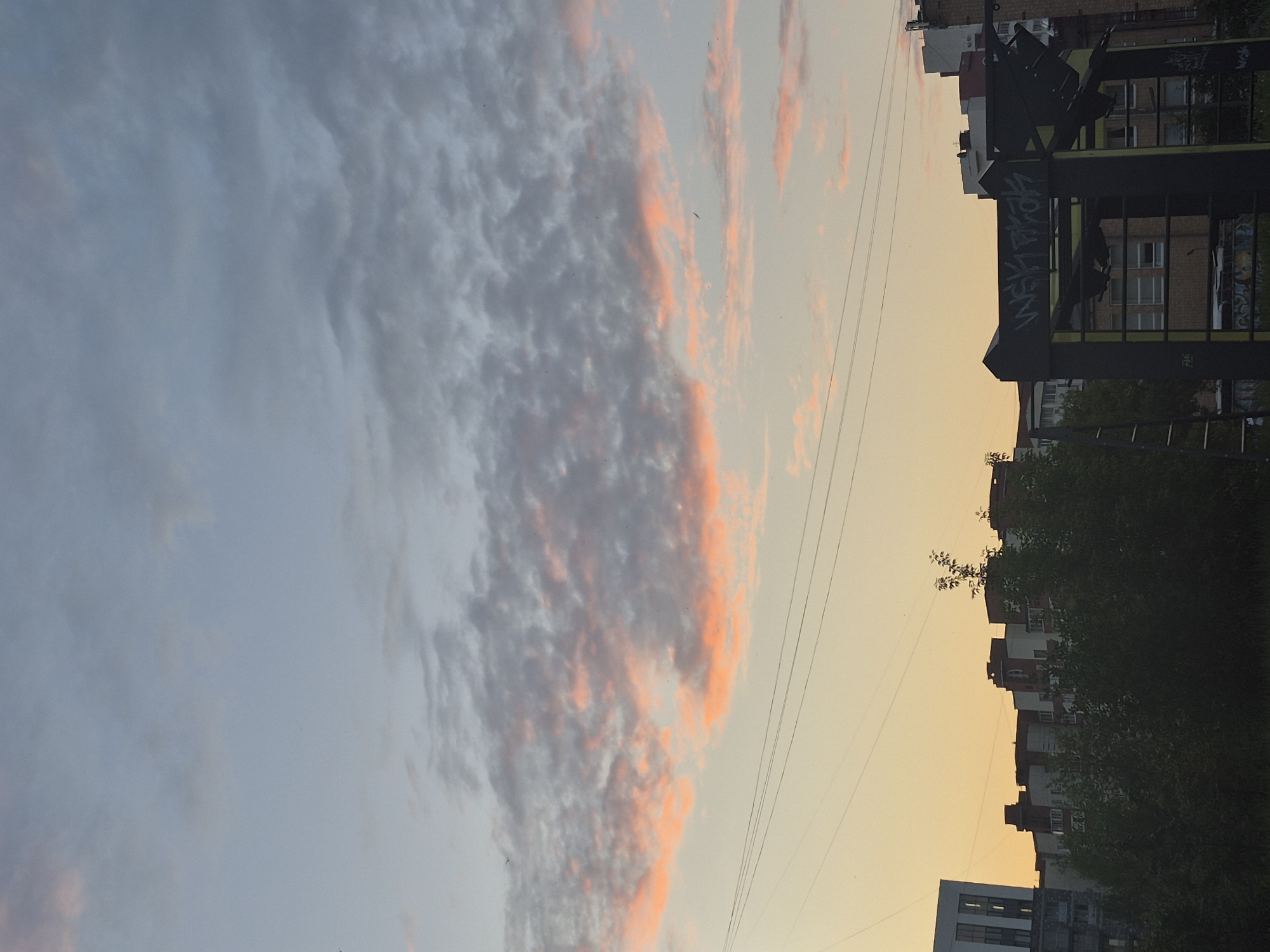 Dusk sky with birds over Yekaterinburg