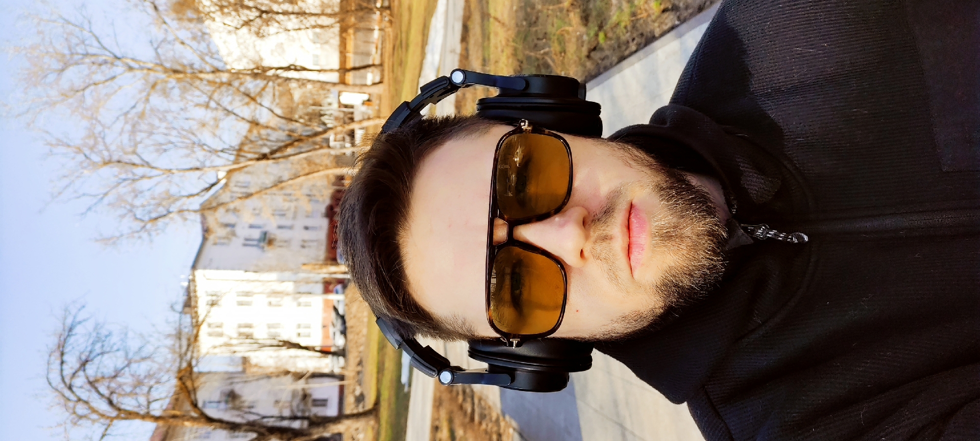 Man takes selfie in Fryazino, Russia early morning