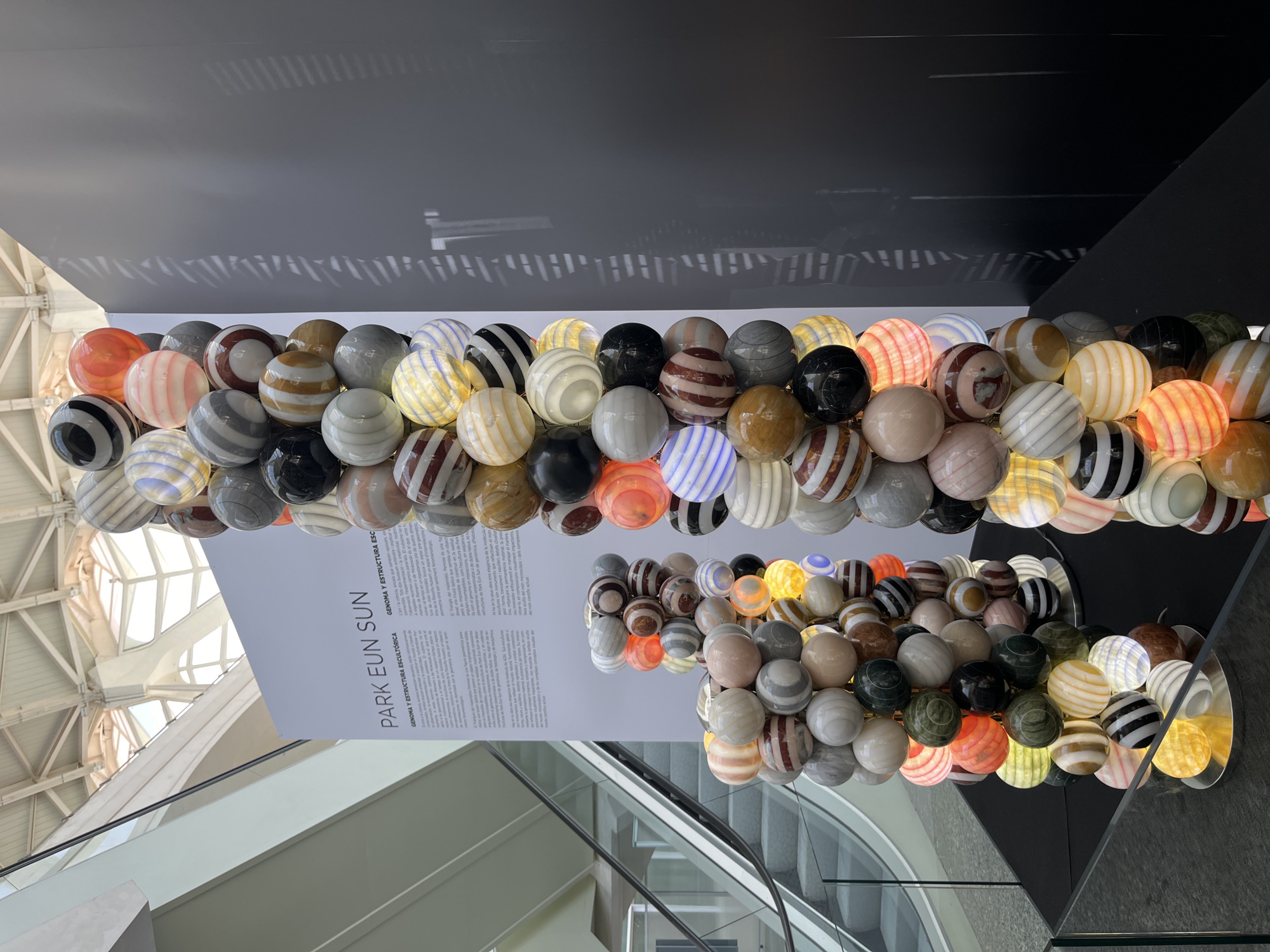 Park Eun Sun spherical art installation documented at Valencia Arts complex