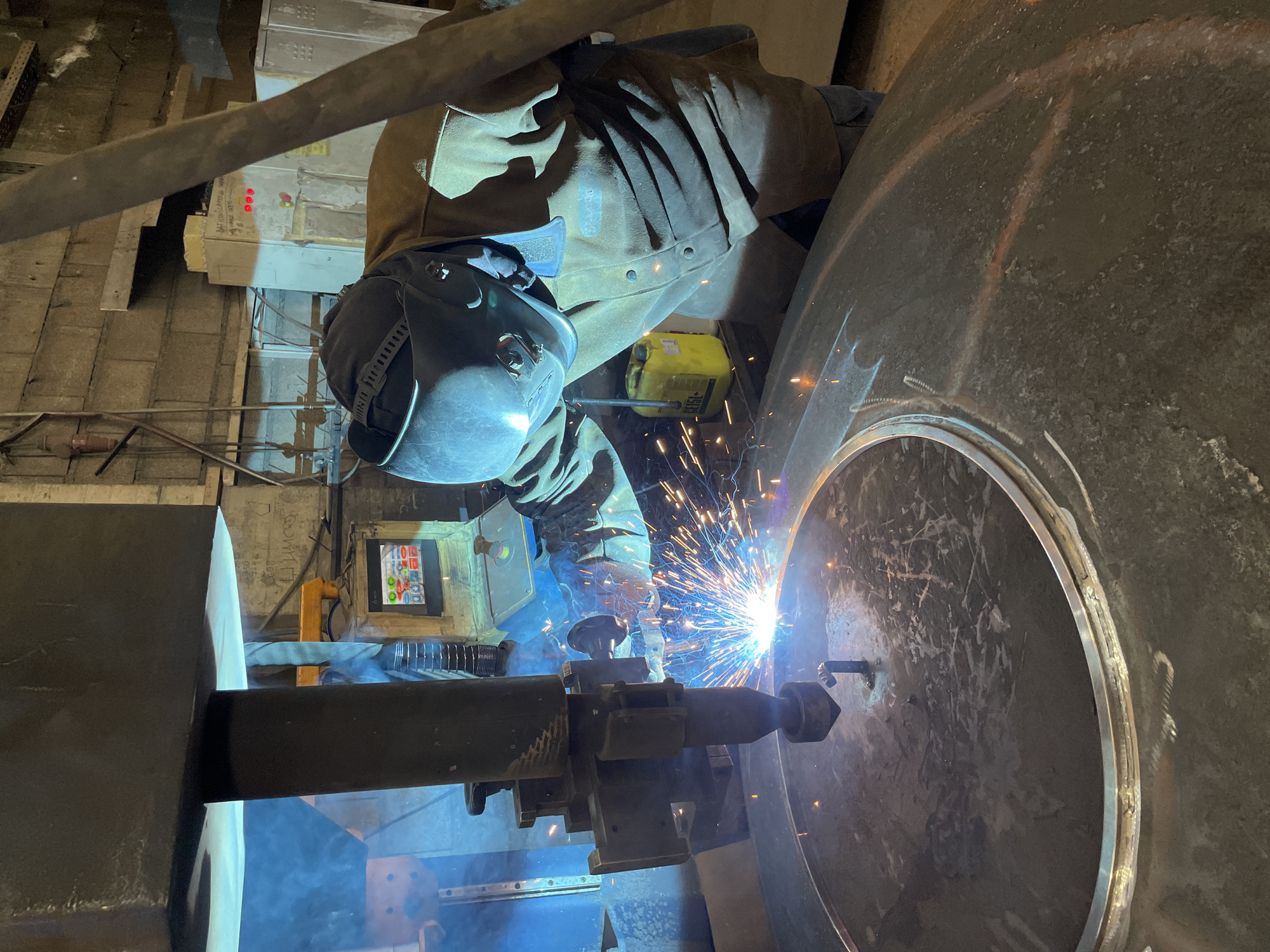 Industrial welding work documented at Montenegro facility