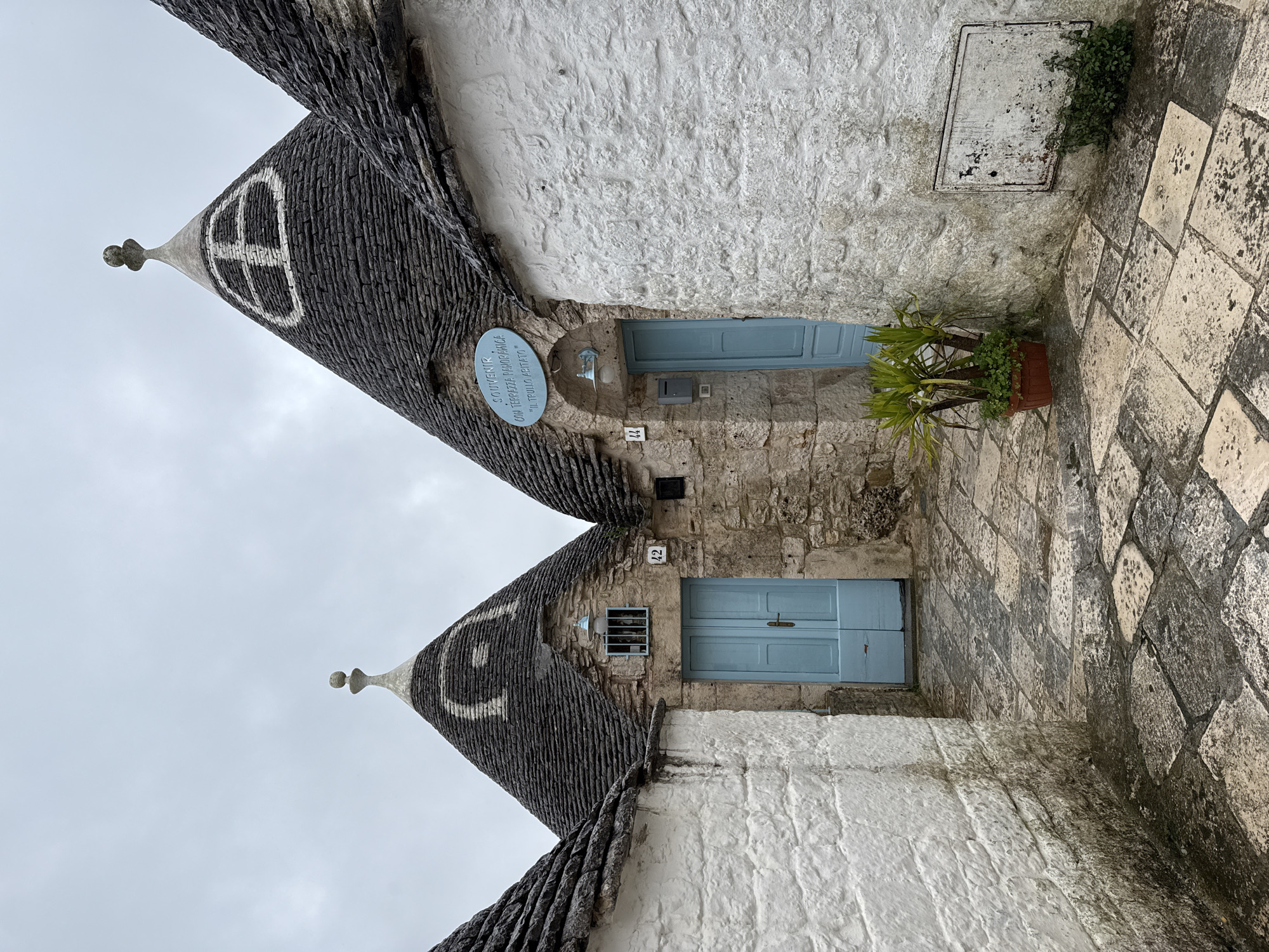 Traditional Trulli houses with conical roofs documented in Alberobello