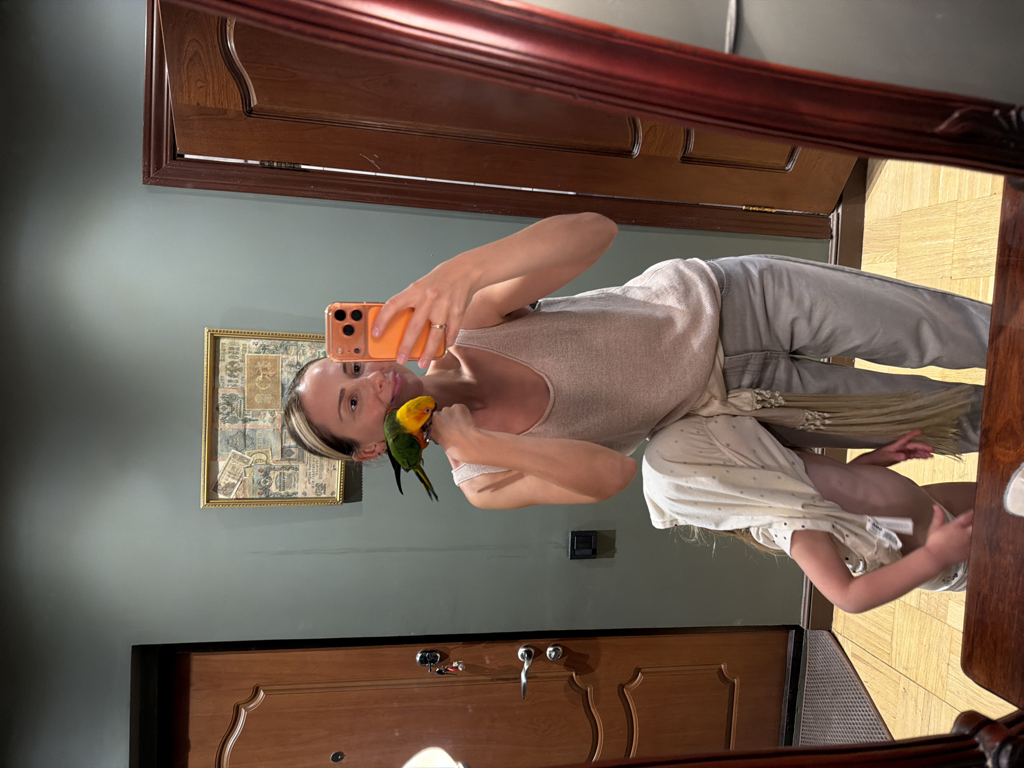 Woman Takes Mirror Selfie With Orange Phone
