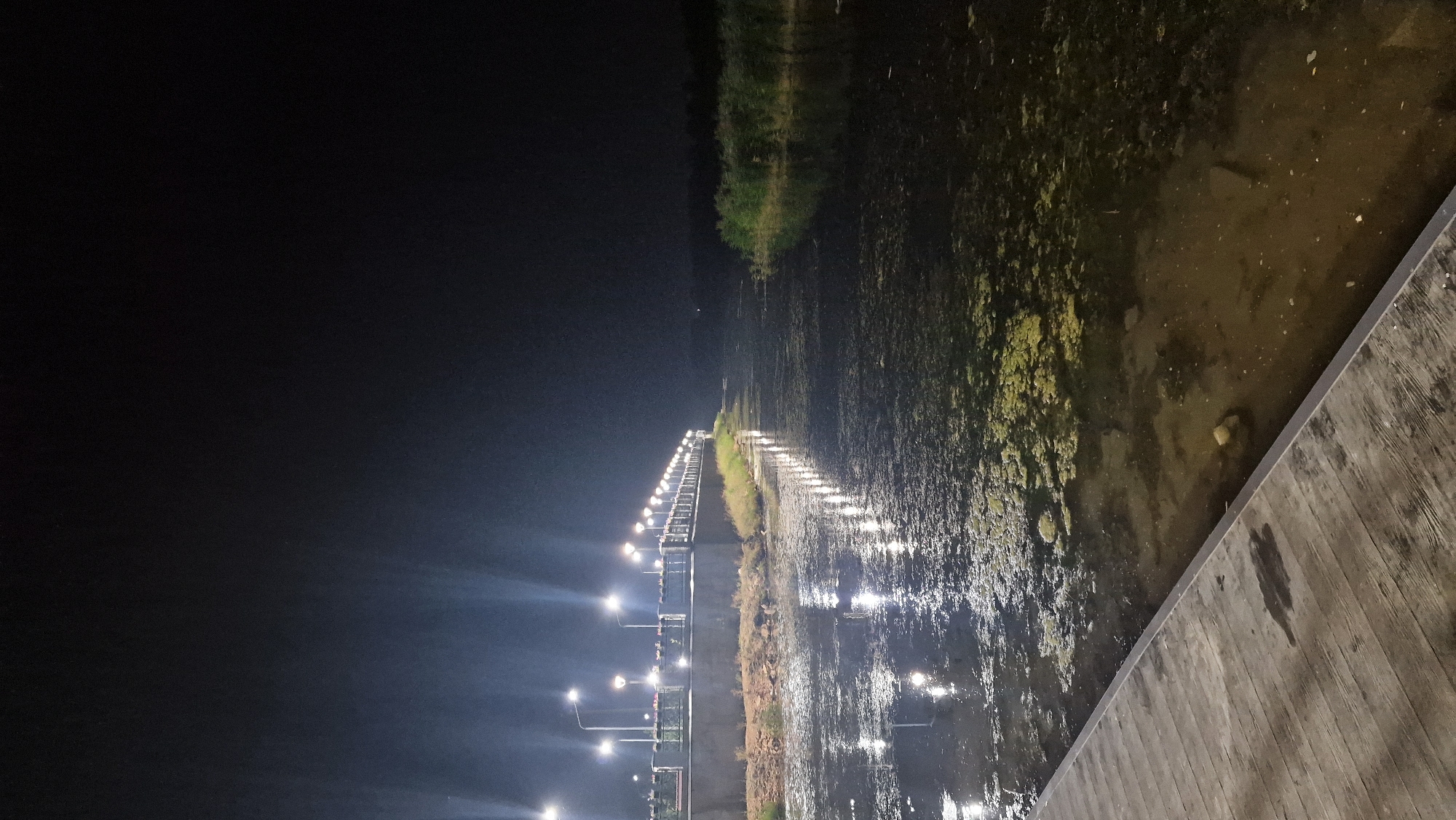 Kostanay's Tobol River embankment lit up on a summer night