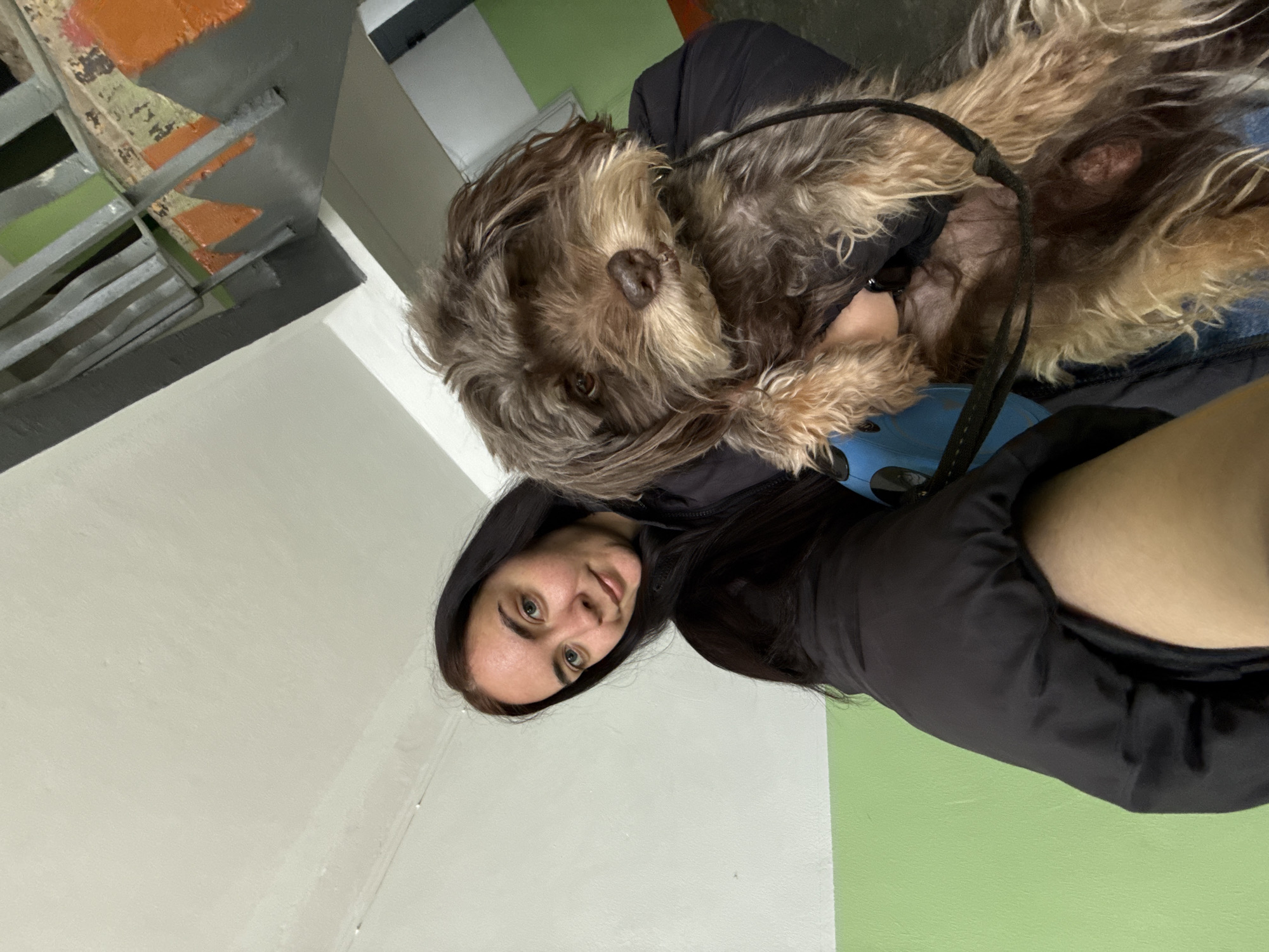 Woman documents morning routine with dog in Chaikovsky, Russia