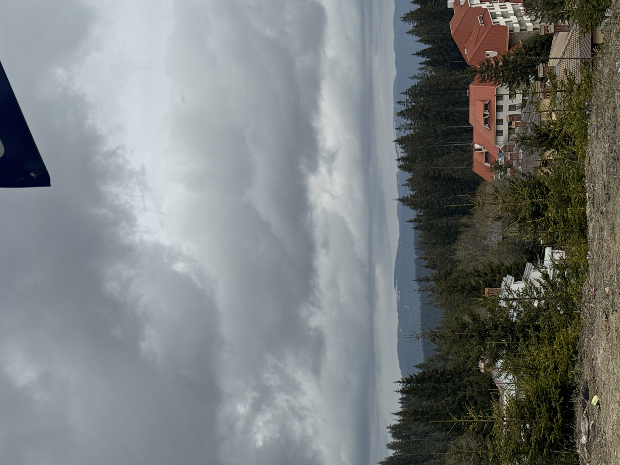 Overcast skies observed over Smolyan mountain landscape, Bulgaria