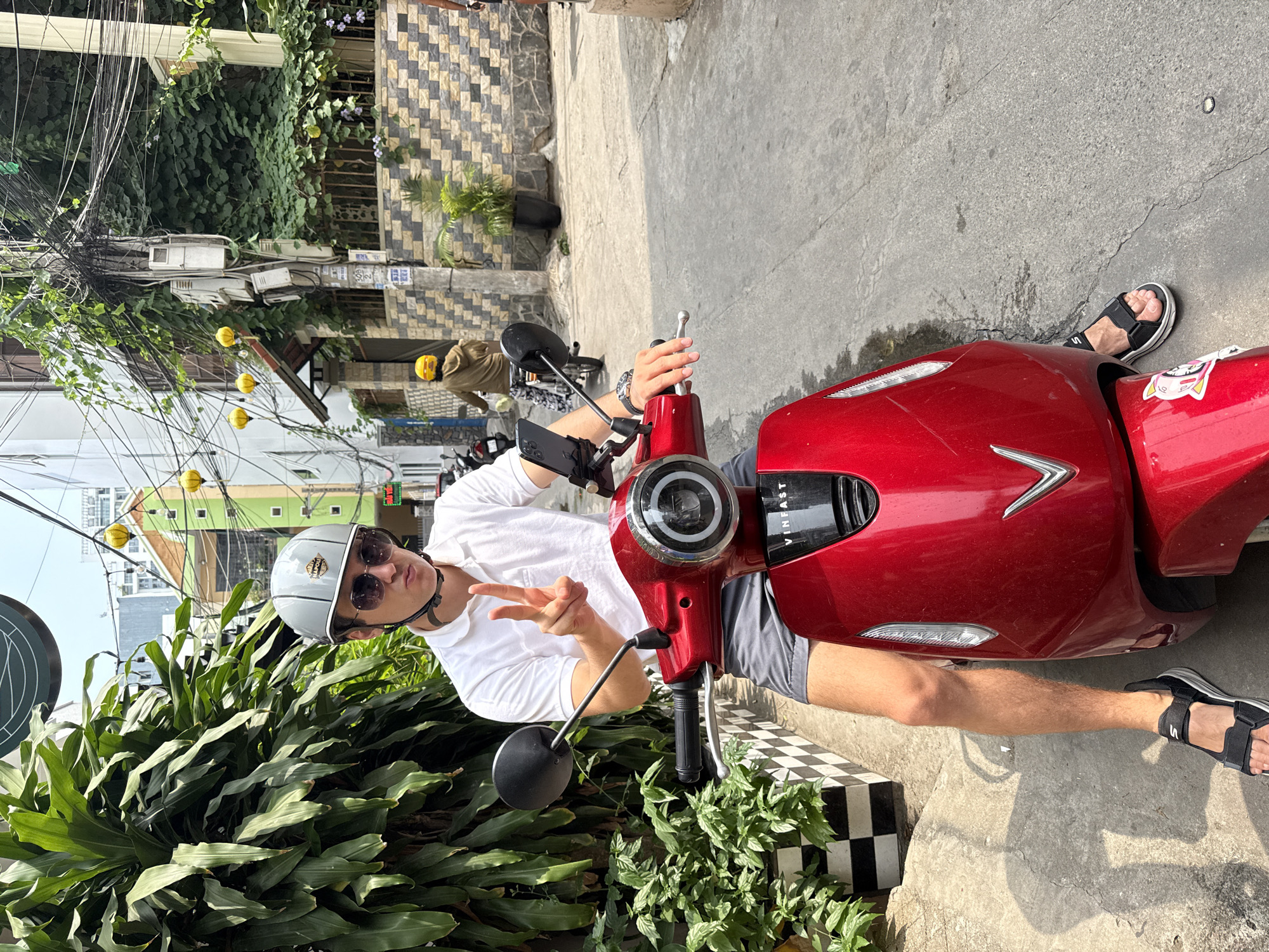 Morning street scene with electric scooter in Nha Trang