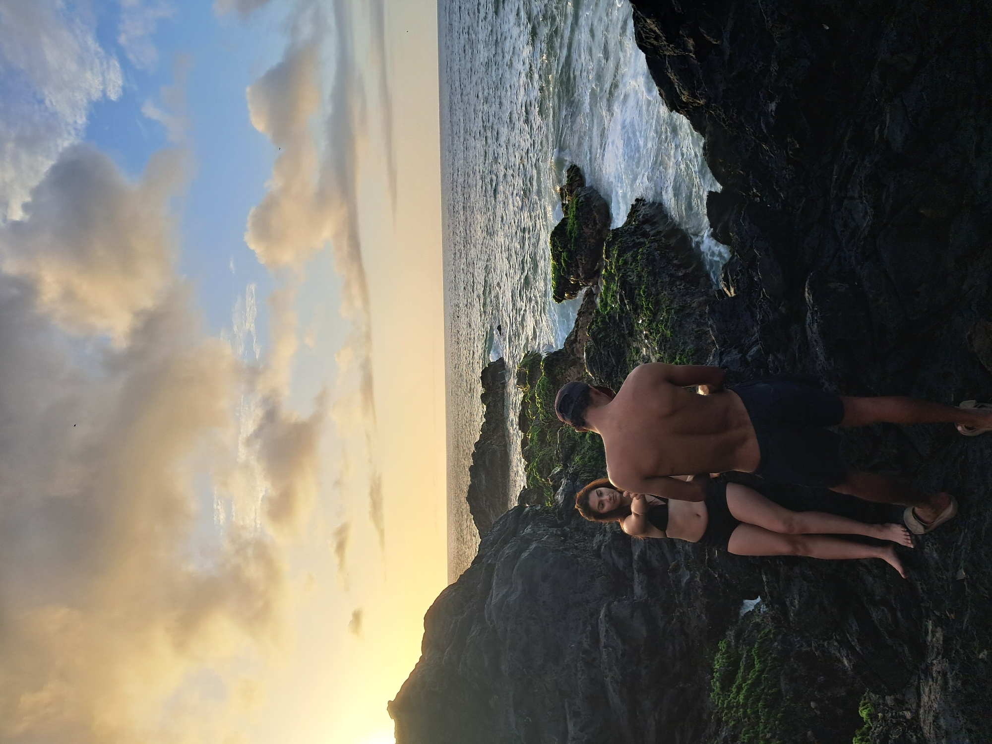 Sunset on the rocks at Pedro González's rugged coastline