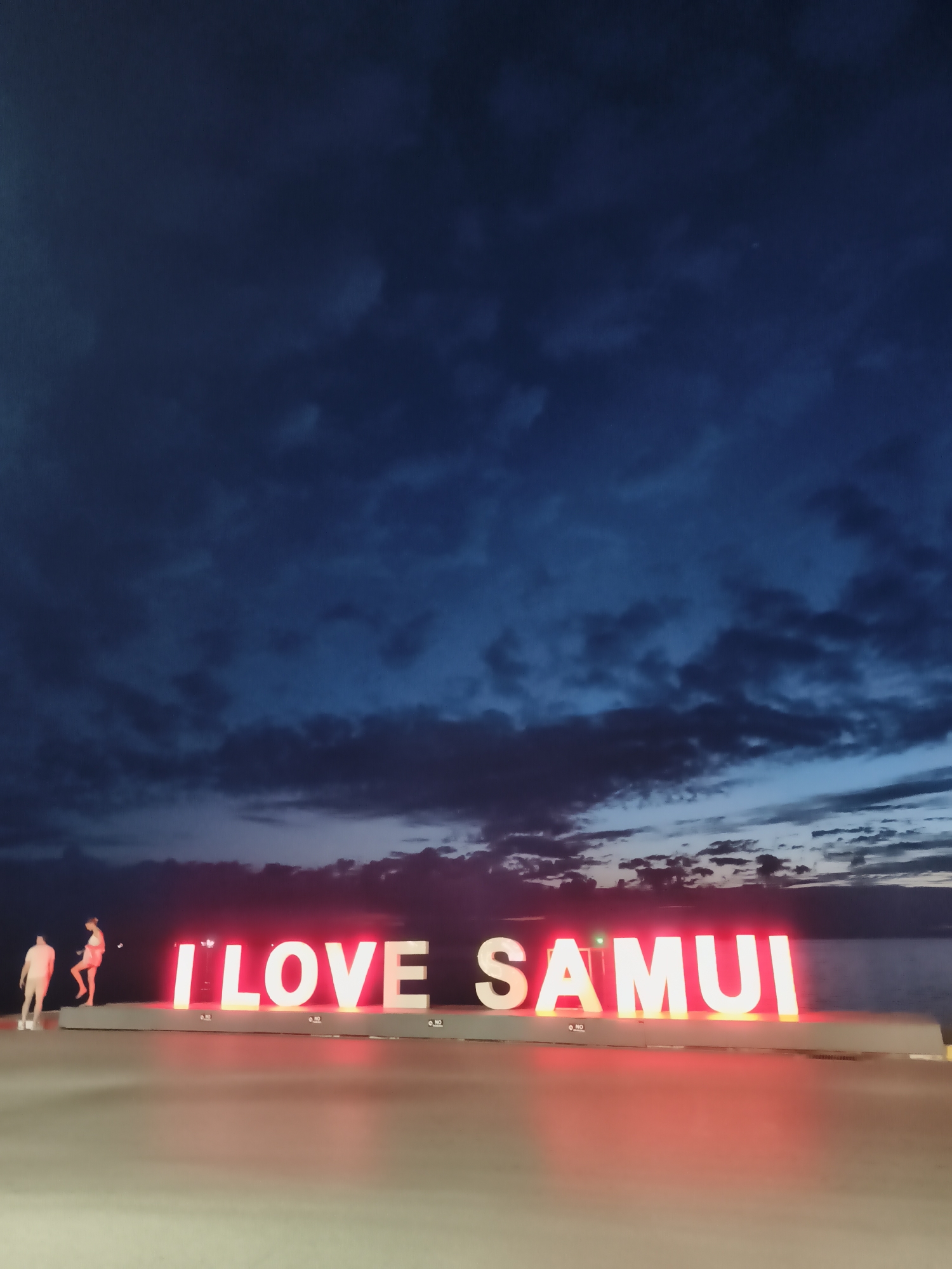Tourists visit illuminated 'I Love Samui' sign in Nathon