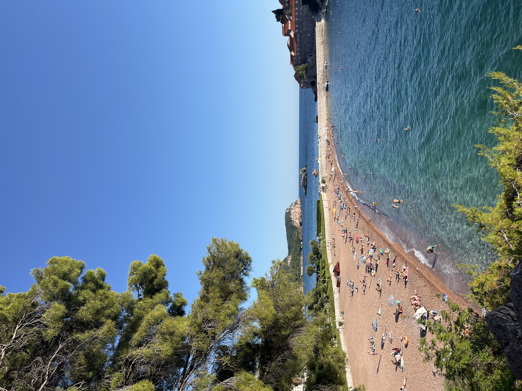 Sunny afternoon coastal views captured near Sveti Stefan, Montenegro