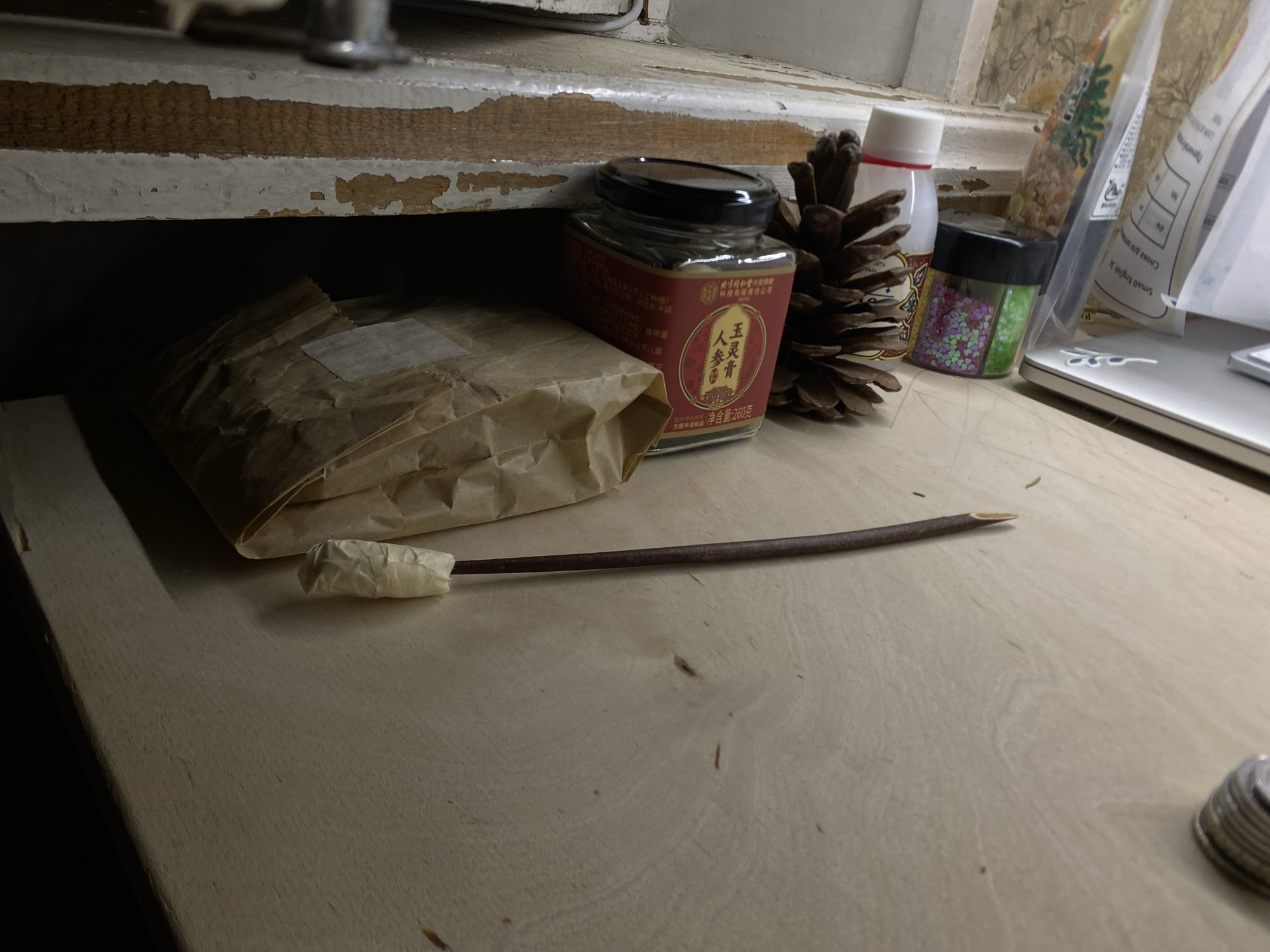 Desktop still-life scene documented in Tbilisi evening